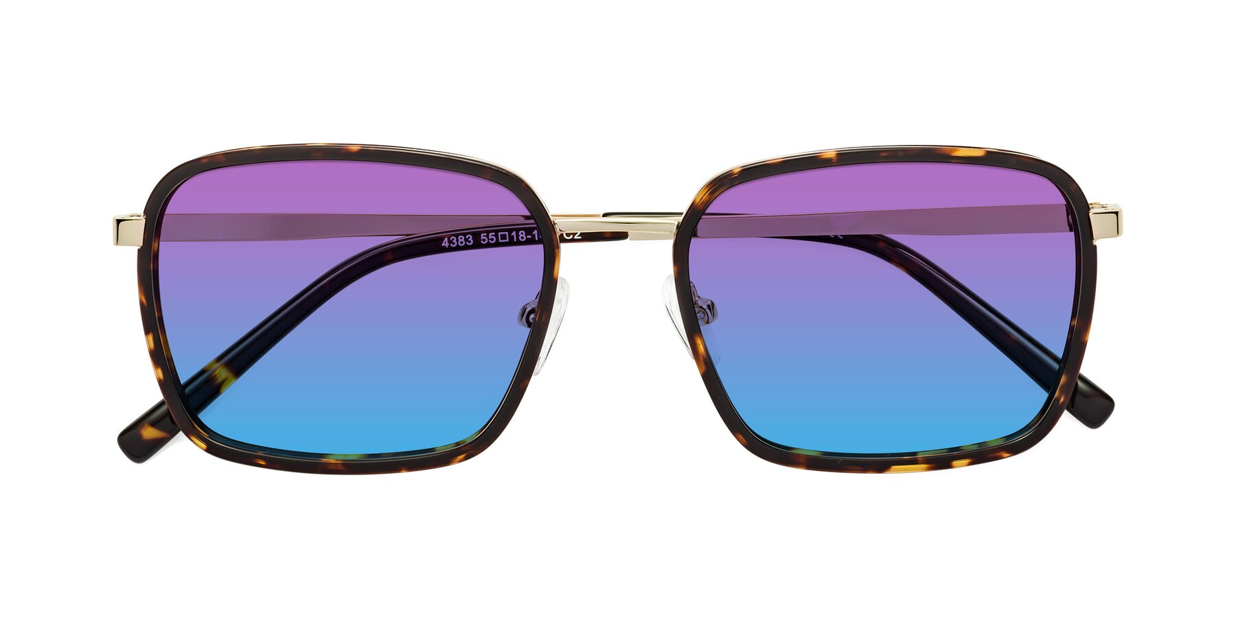 Folded Front of Sunflower in Tortoise-Gold with Purple / Blue Gradient Lenses