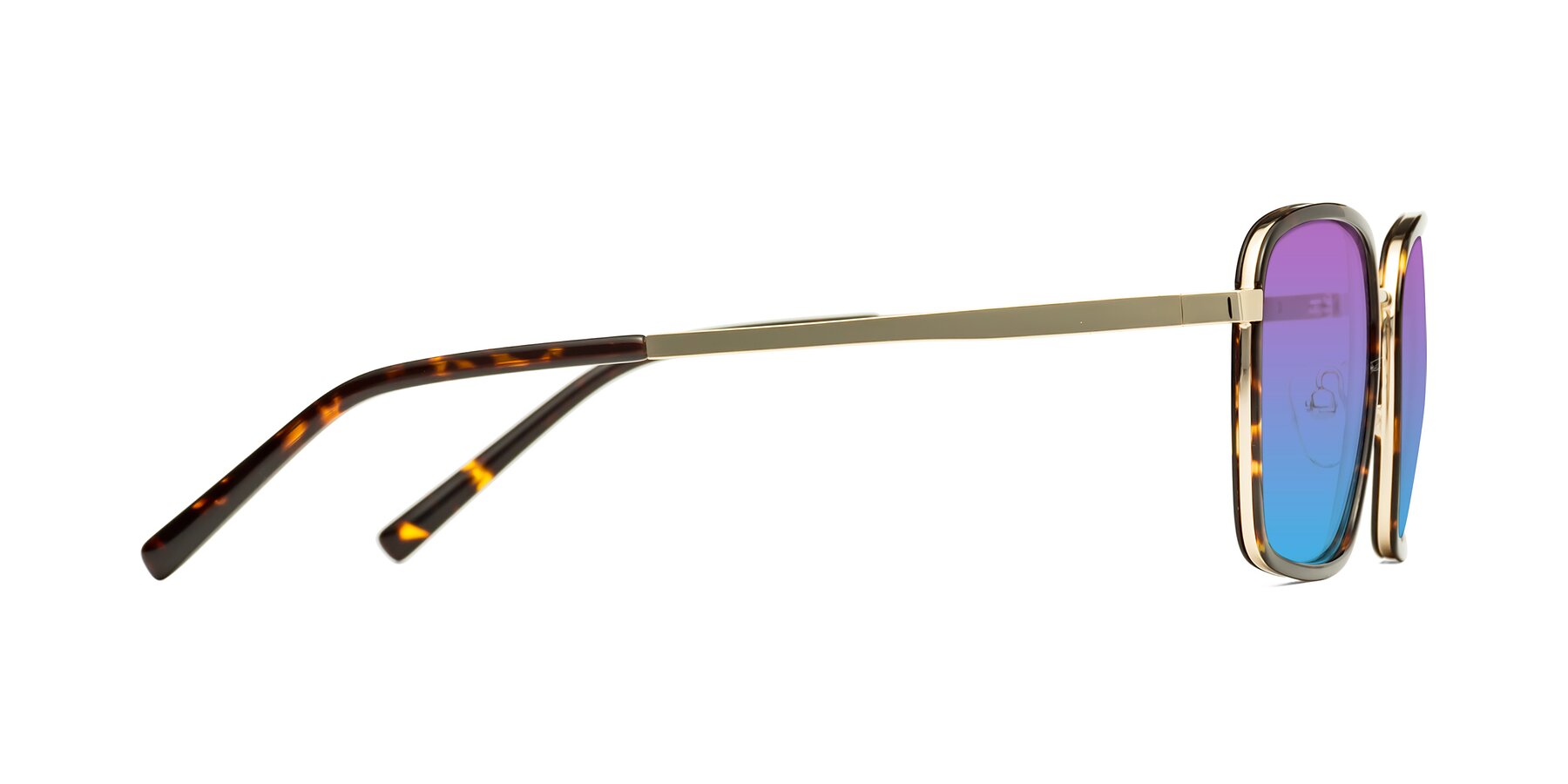 Side of Sunflower in Tortoise-Gold with Purple / Blue Gradient Lenses