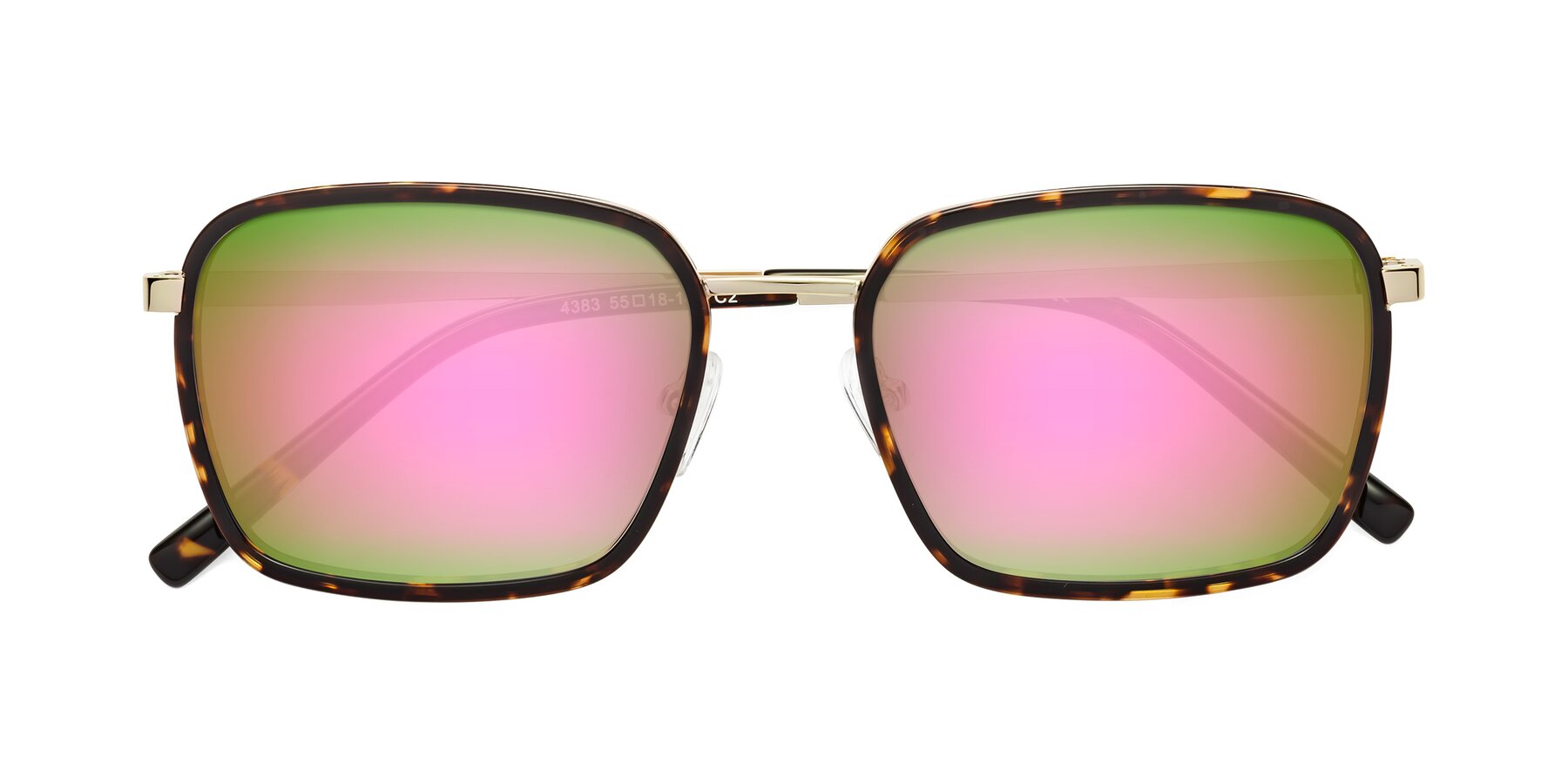 Folded Front of Sunflower in Tortoise-Gold with Pink Mirrored Lenses