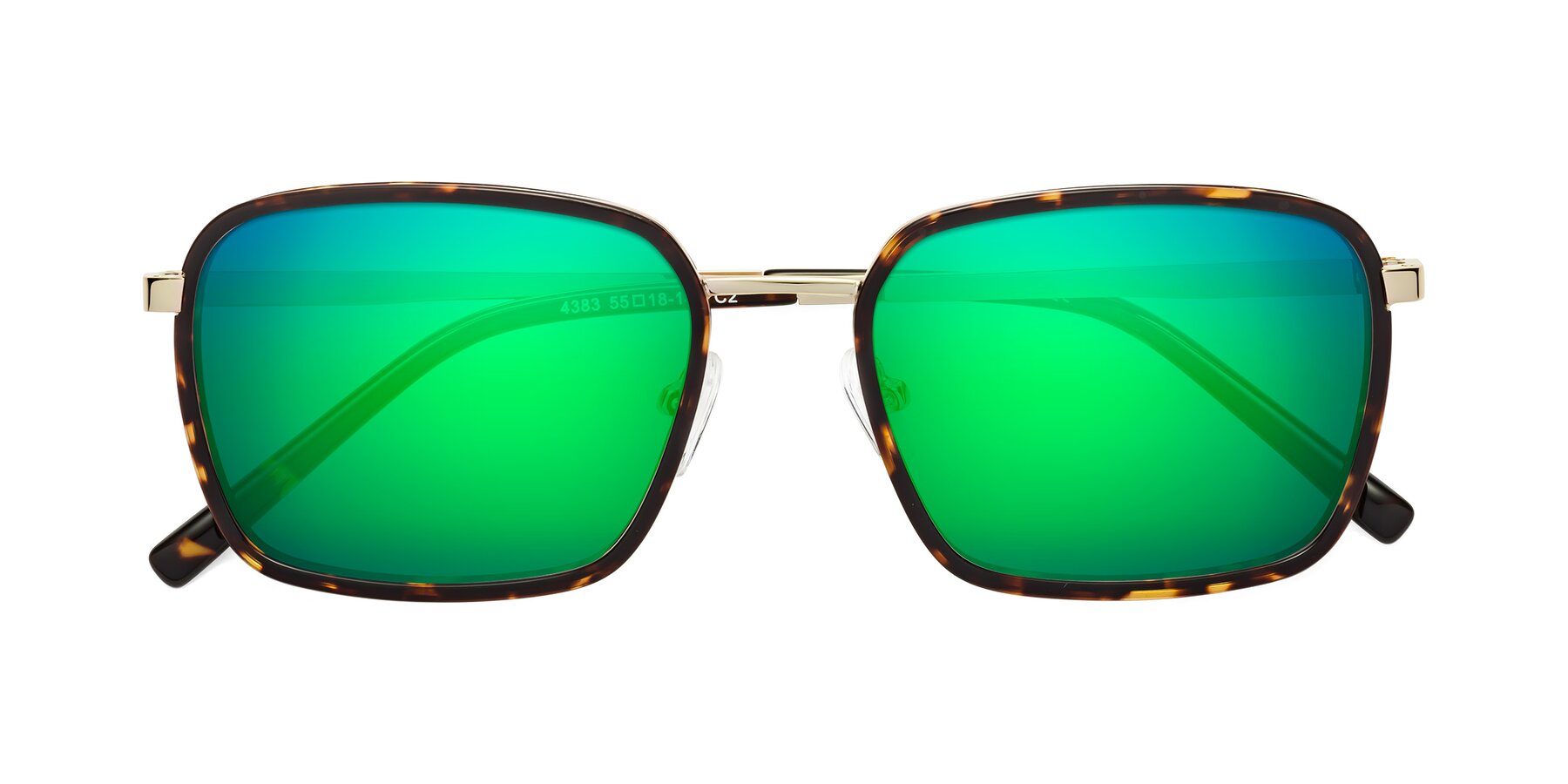 Folded Front of Sunflower in Tortoise-Gold with Green Mirrored Lenses