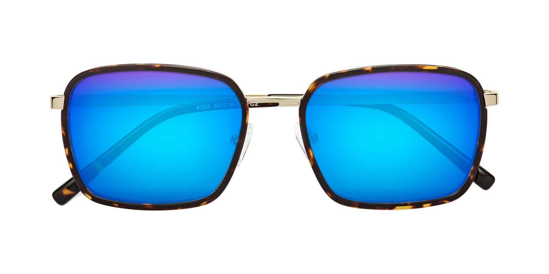 Folded Front of Sunflower in Tortoise-Gold with Blue Mirrored Lenses