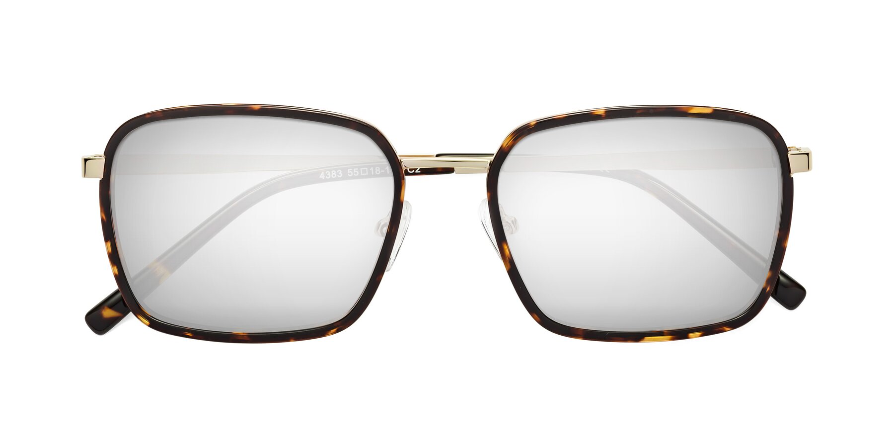 Folded Front of Sunflower in Tortoise-Gold with Silver Mirrored Lenses