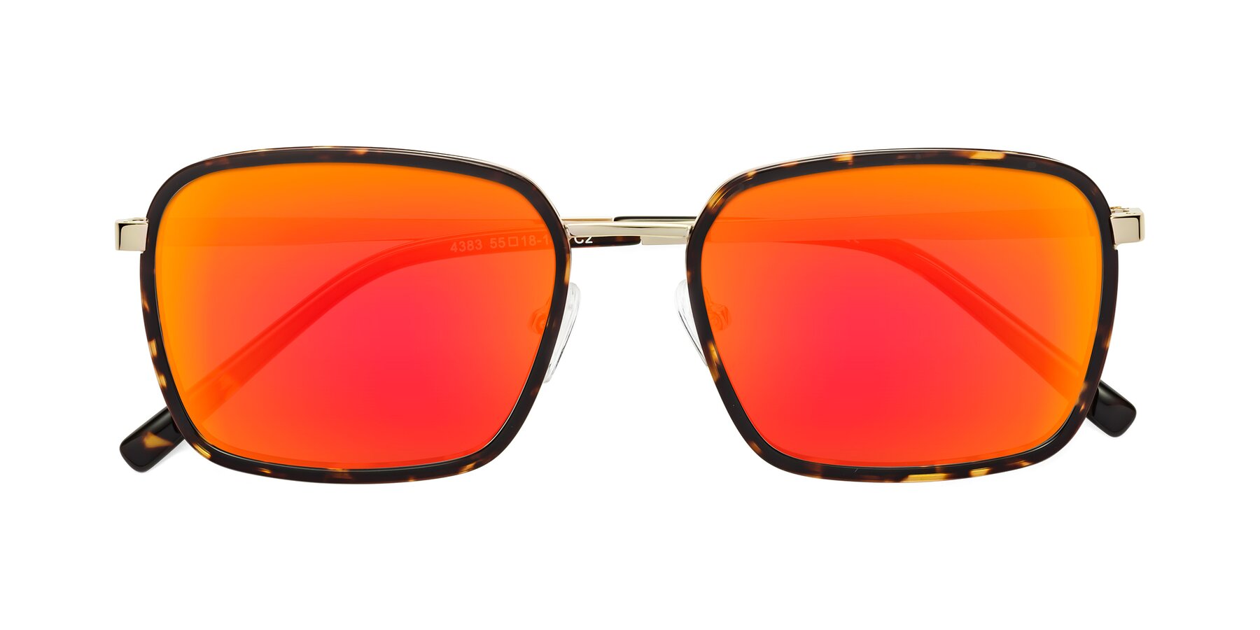 Folded Front of Sunflower in Tortoise-Gold with Red Gold Mirrored Lenses