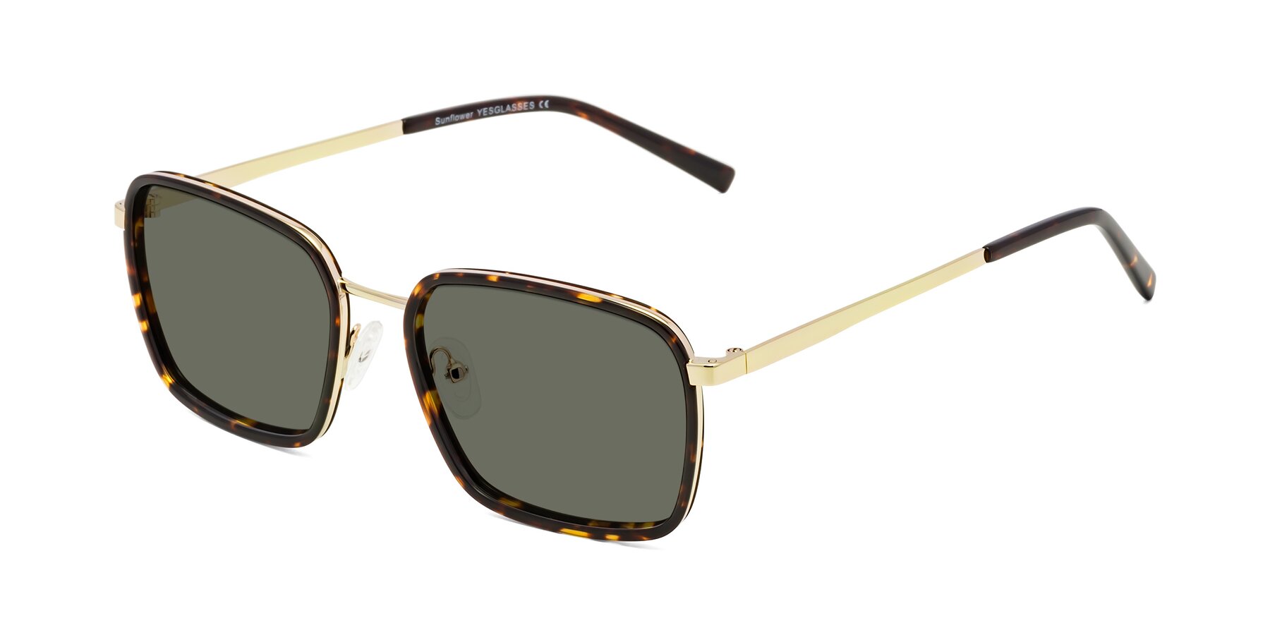 Angle of Sunflower in Tortoise-Gold with Gray Polarized Lenses