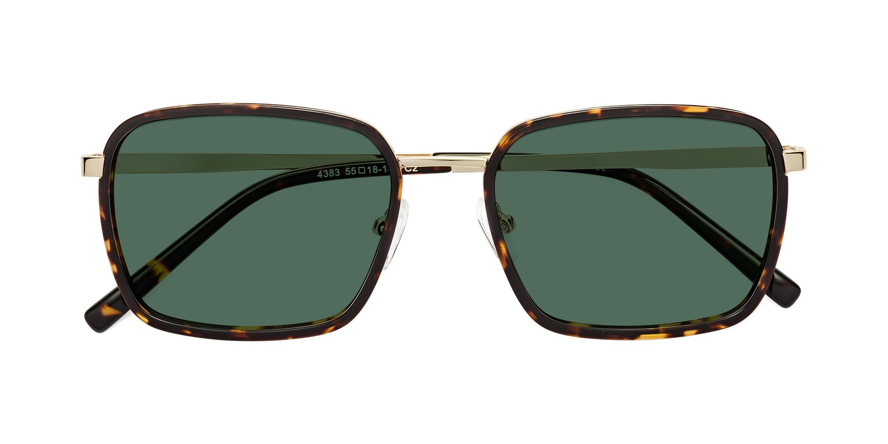 Folded Front of Sunflower in Tortoise-Gold with Green Polarized Lenses