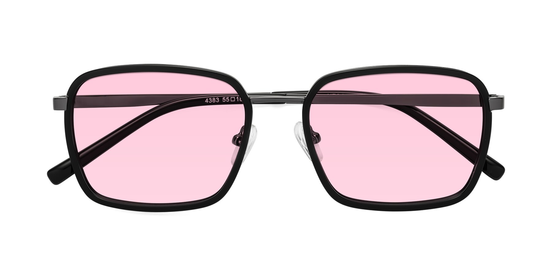 Folded Front of Sunflower in Black-Gunmetal with Light Pink Tinted Lenses