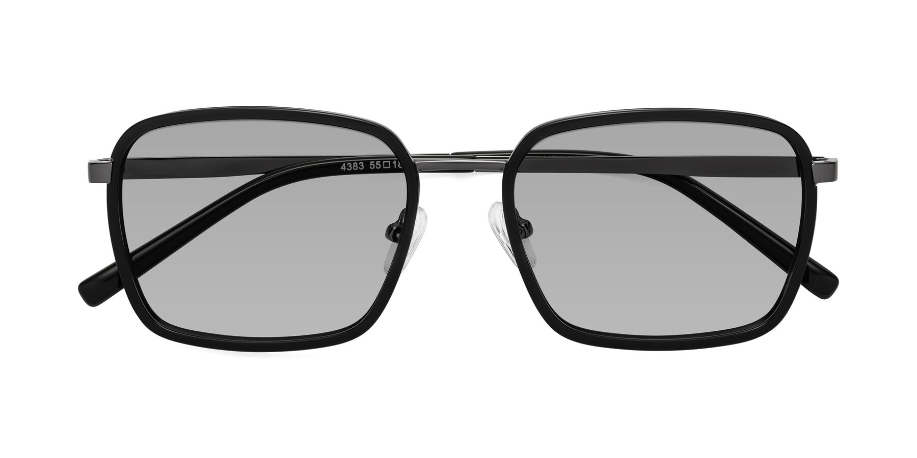 Folded Front of Sunflower in Black-Gunmetal with Light Gray Tinted Lenses