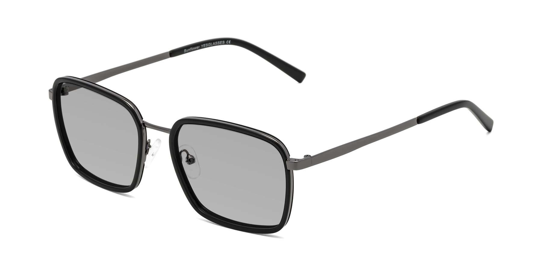 Angle of Sunflower in Black-Gunmetal with Light Gray Tinted Lenses