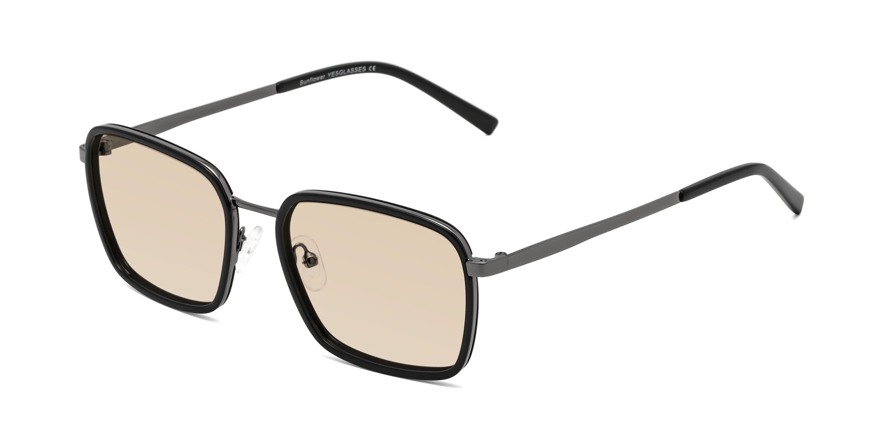 Angle of Sunflower in Black-Gunmetal with Light Brown Tinted Lenses