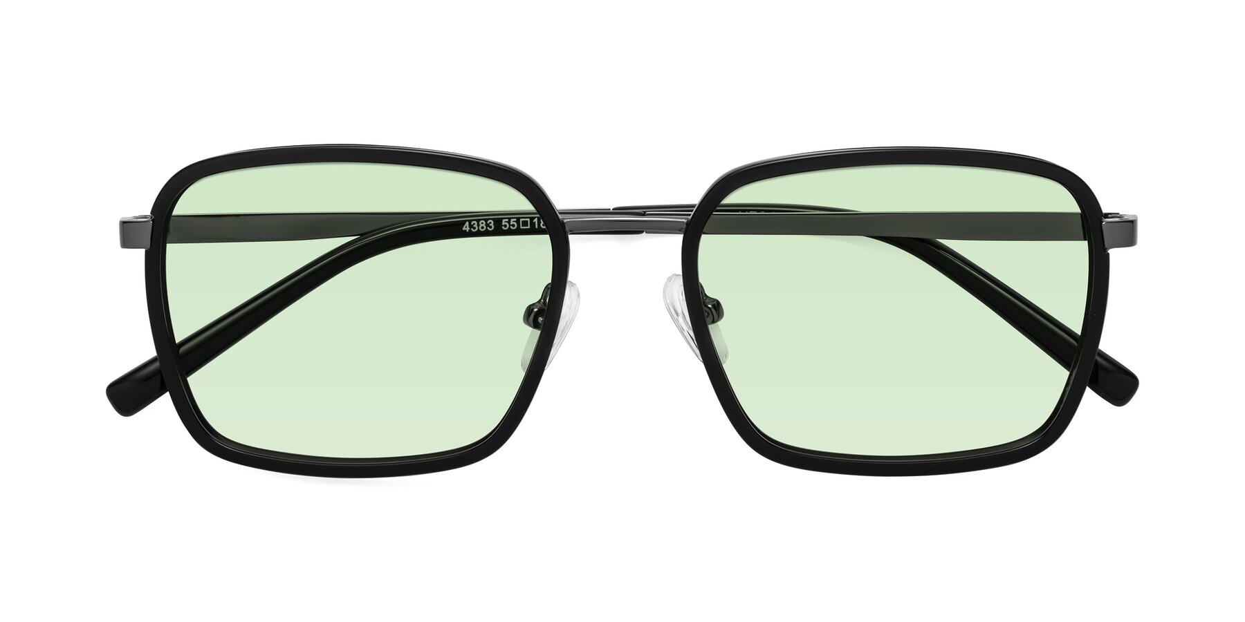 Folded Front of Sunflower in Black-Gunmetal with Light Green Tinted Lenses