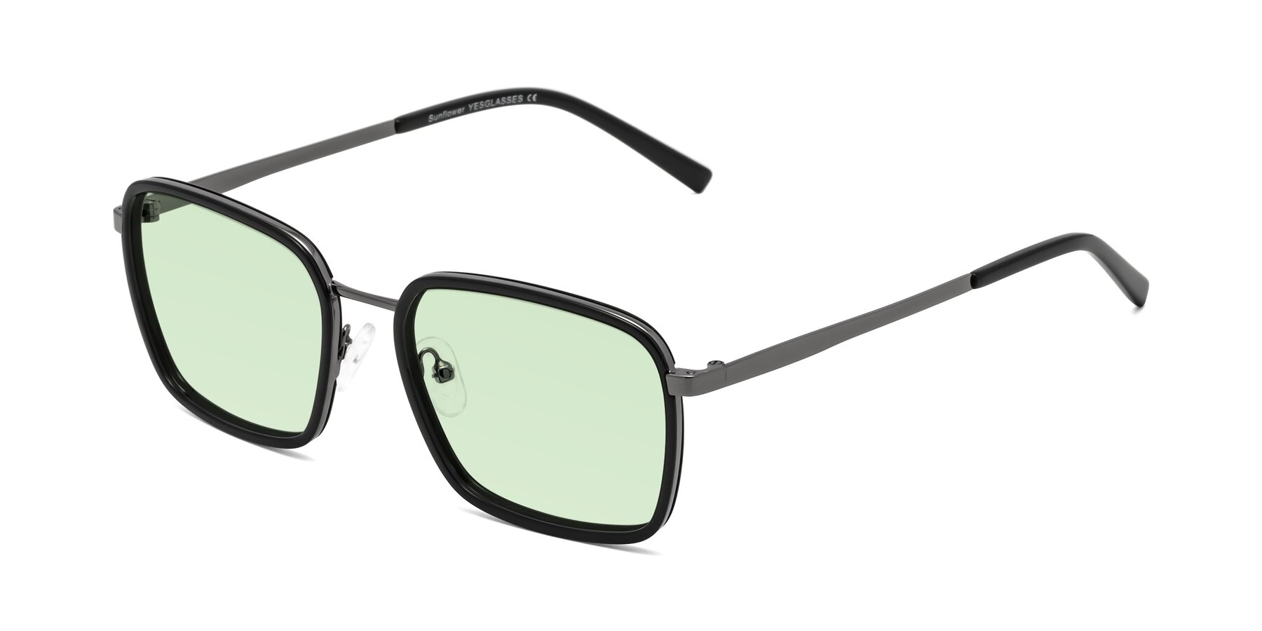 Angle of Sunflower in Black-Gunmetal with Light Green Tinted Lenses