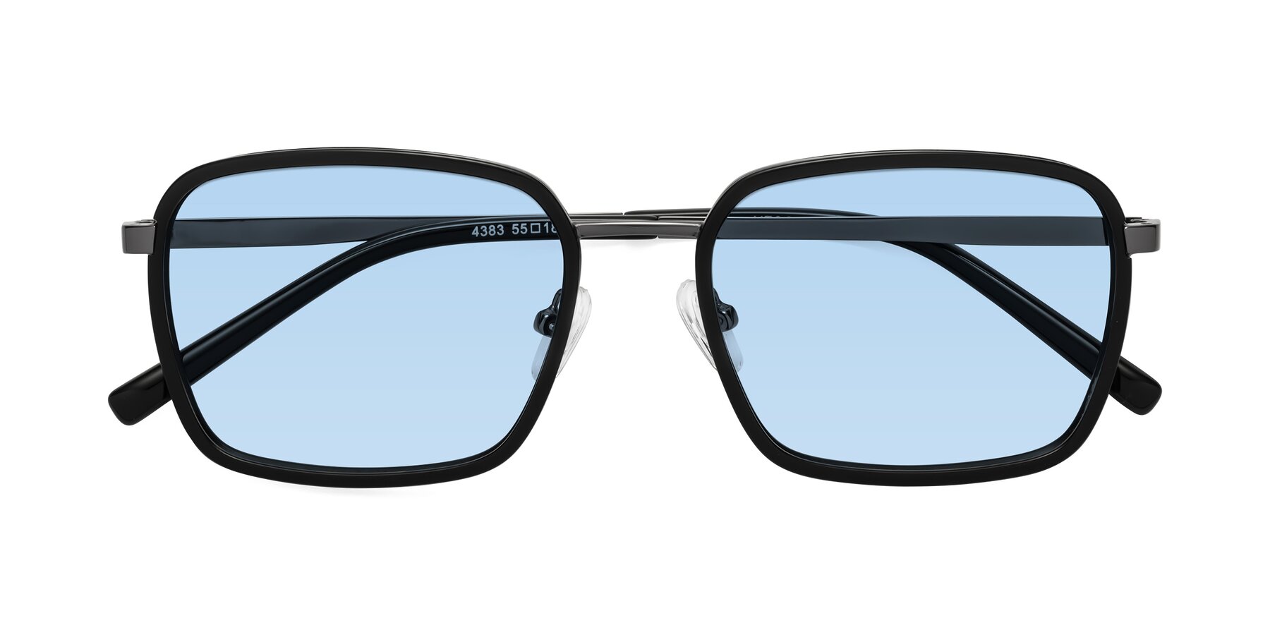 Folded Front of Sunflower in Black-Gunmetal with Light Blue Tinted Lenses