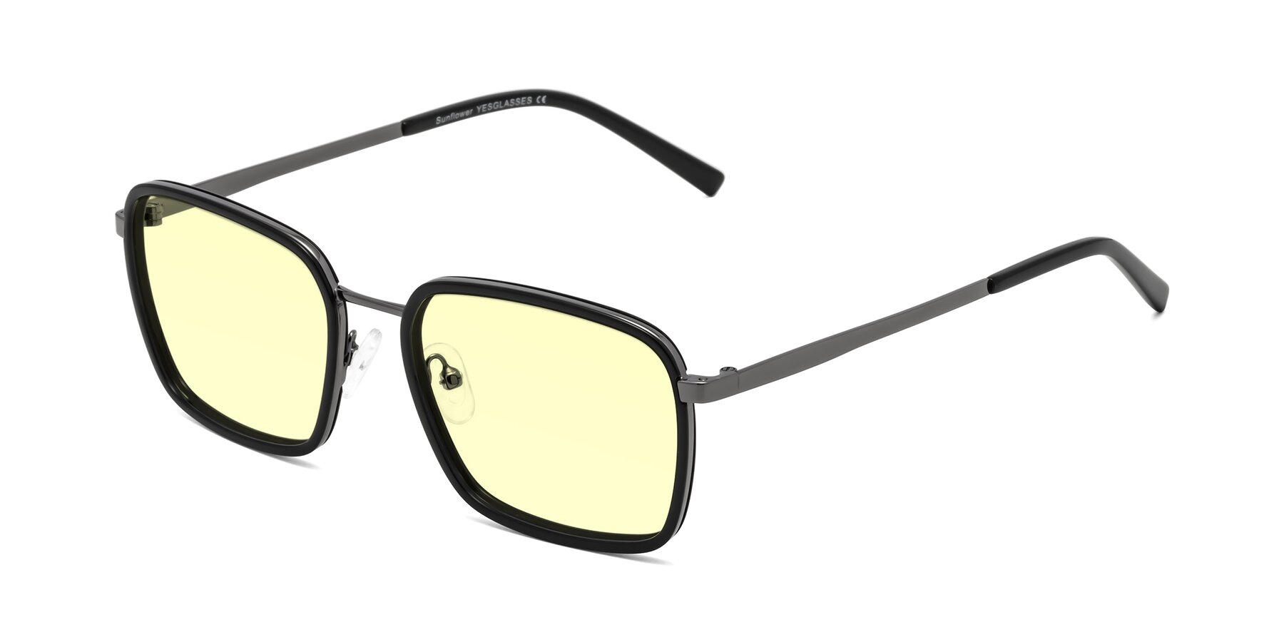 Angle of Sunflower in Black-Gunmetal with Light Yellow Tinted Lenses