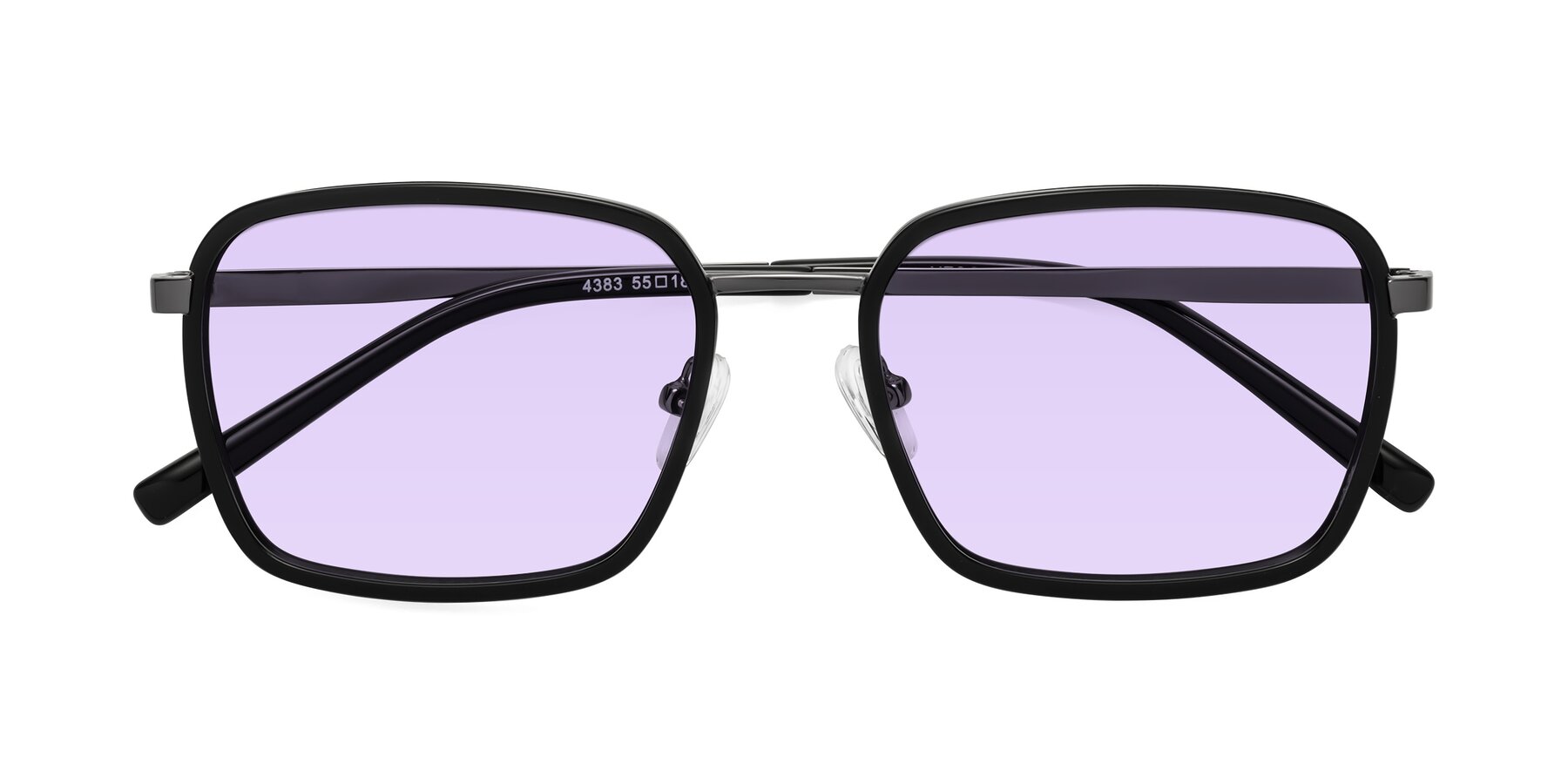 Folded Front of Sunflower in Black-Gunmetal with Light Purple Tinted Lenses