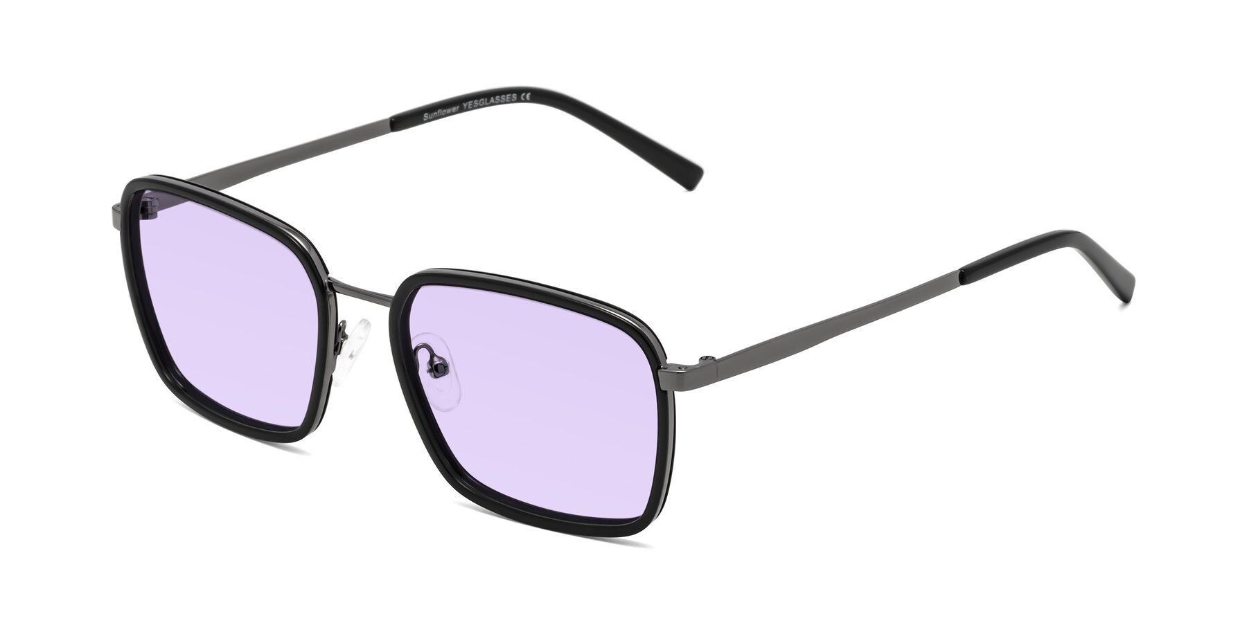 Angle of Sunflower in Black-Gunmetal with Light Purple Tinted Lenses