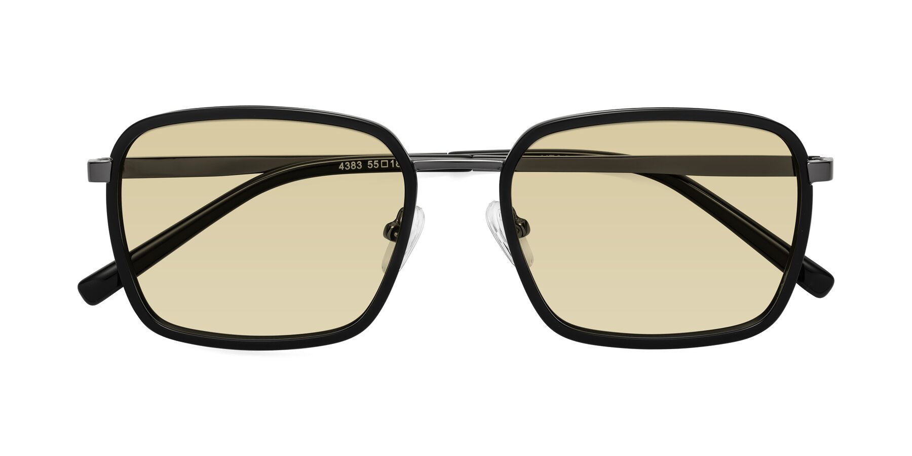 Folded Front of Sunflower in Black-Gunmetal with Light Champagne Tinted Lenses