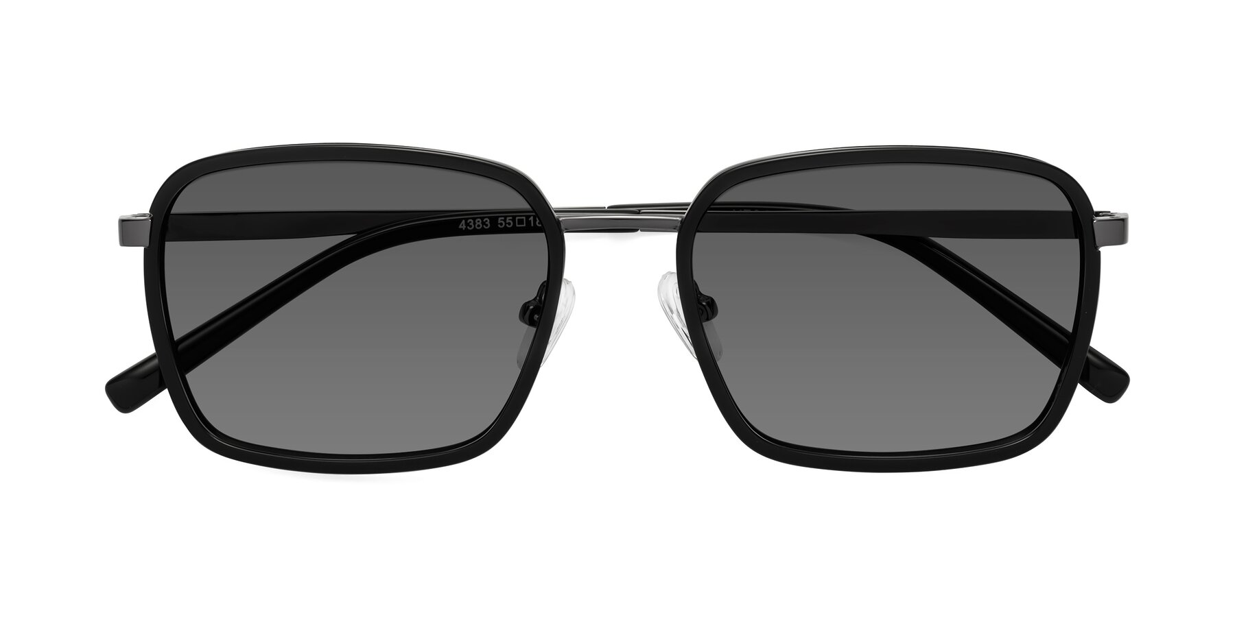 Folded Front of Sunflower in Black-Gunmetal with Medium Gray Tinted Lenses