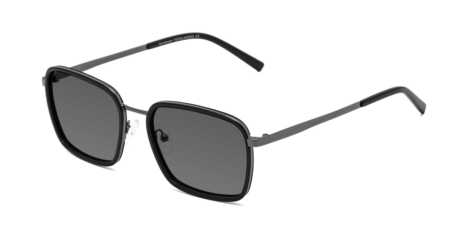 Angle of Sunflower in Black-Gunmetal with Medium Gray Tinted Lenses