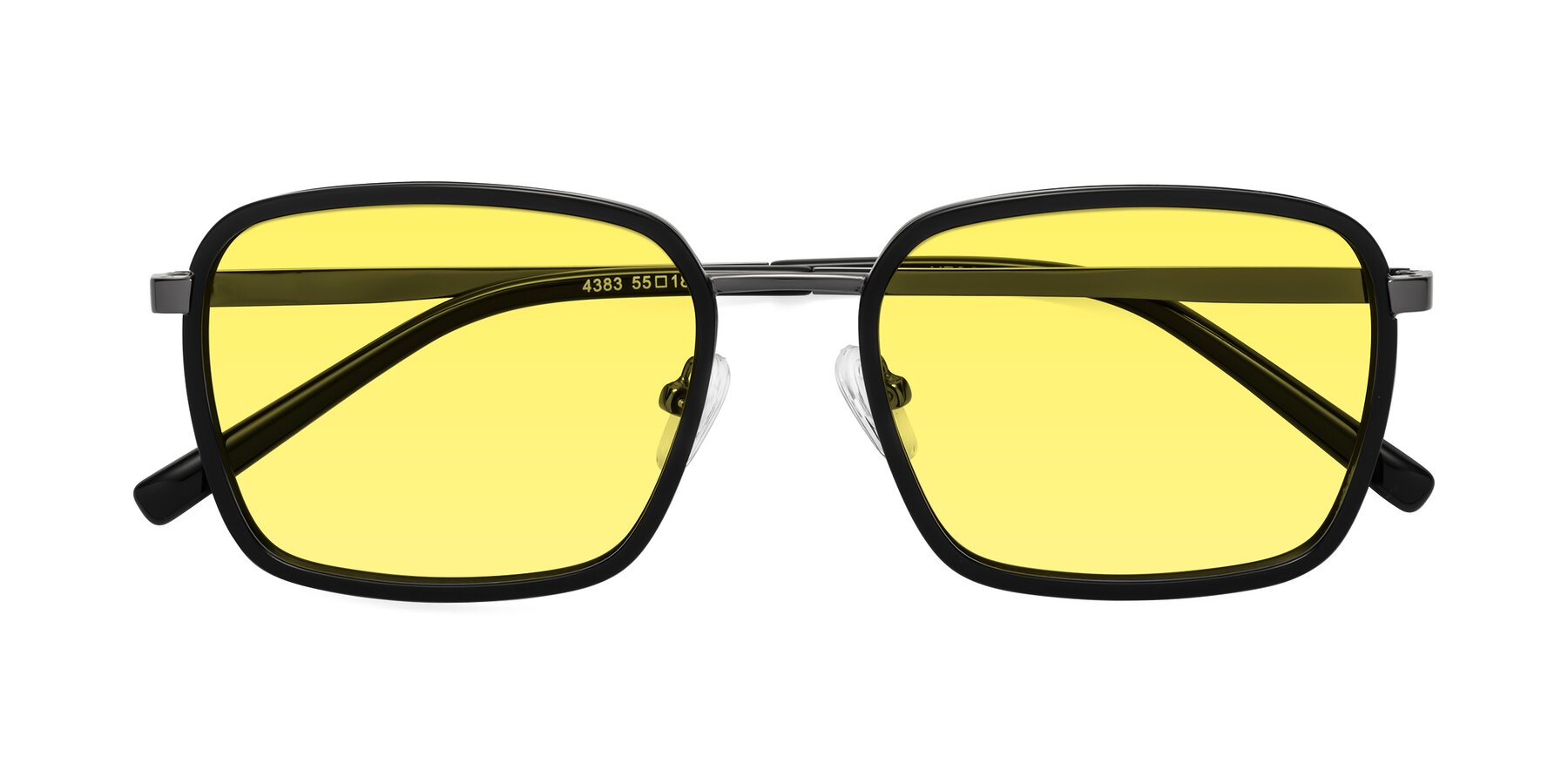 Folded Front of Sunflower in Black-Gunmetal with Medium Yellow Tinted Lenses