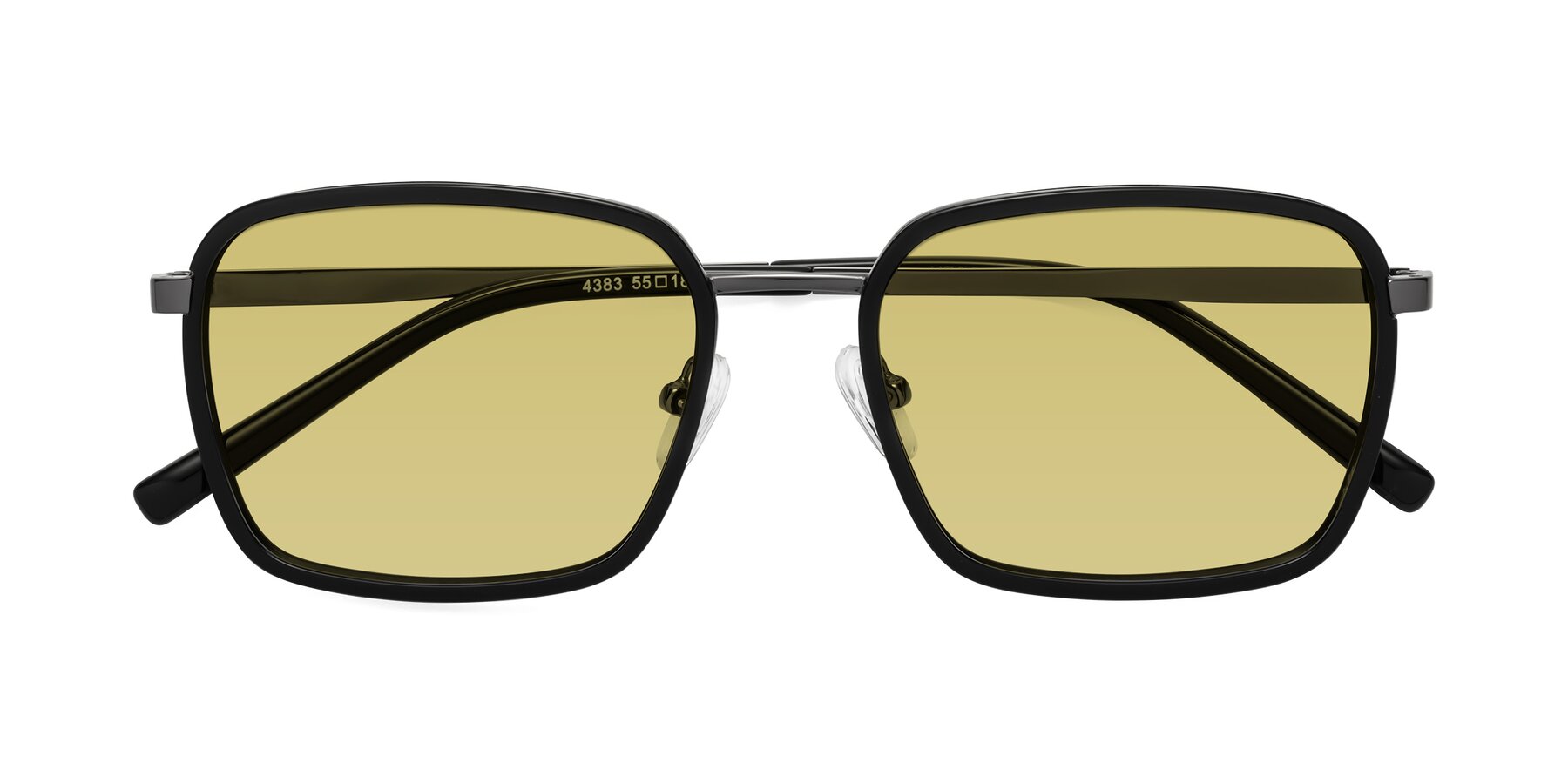 Folded Front of Sunflower in Black-Gunmetal with Medium Champagne Tinted Lenses