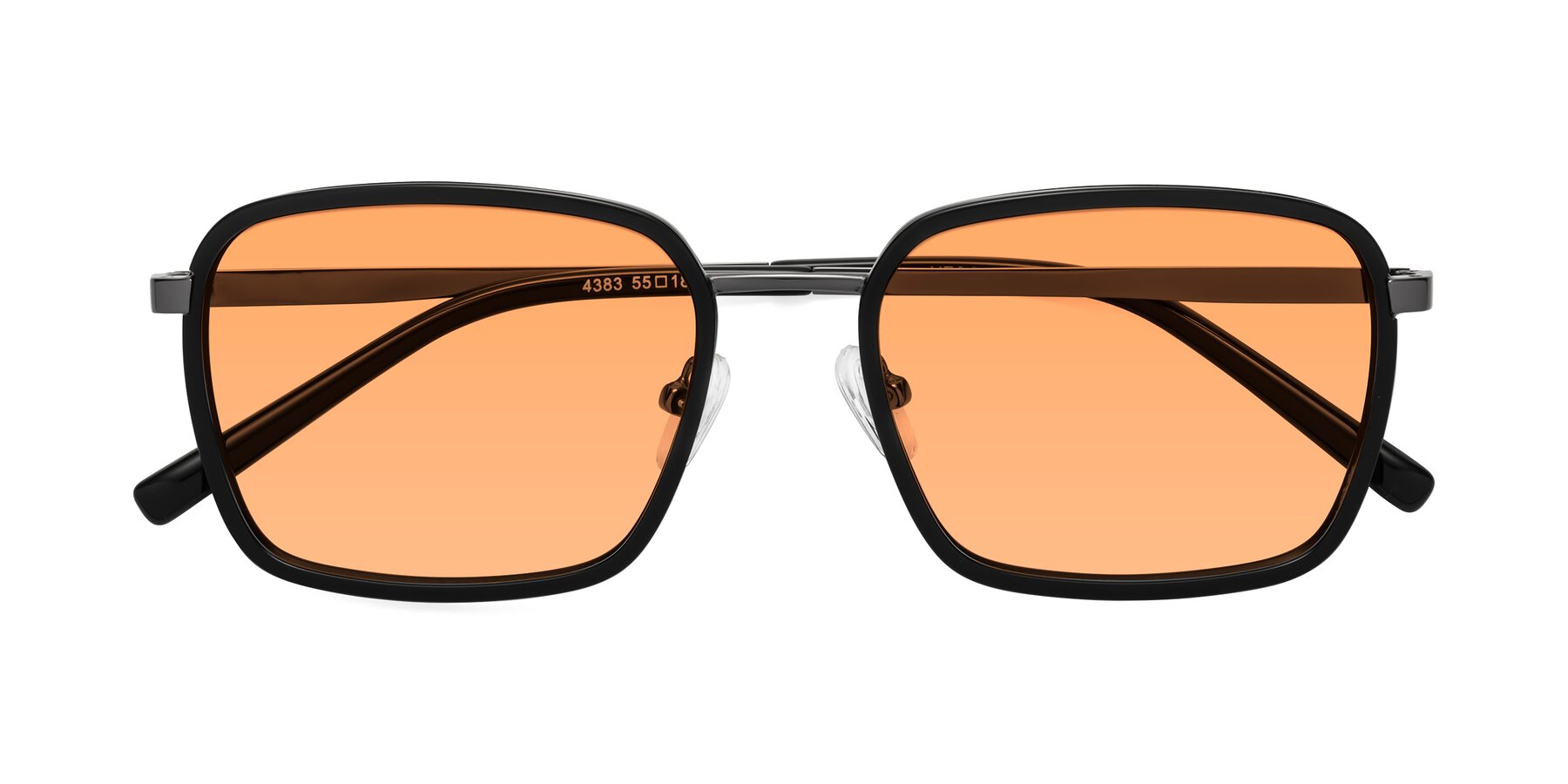 Folded Front of Sunflower in Black-Gunmetal with Medium Orange Tinted Lenses