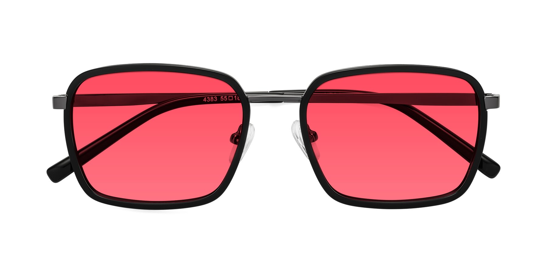 Folded Front of Sunflower in Black-Gunmetal with Red Tinted Lenses