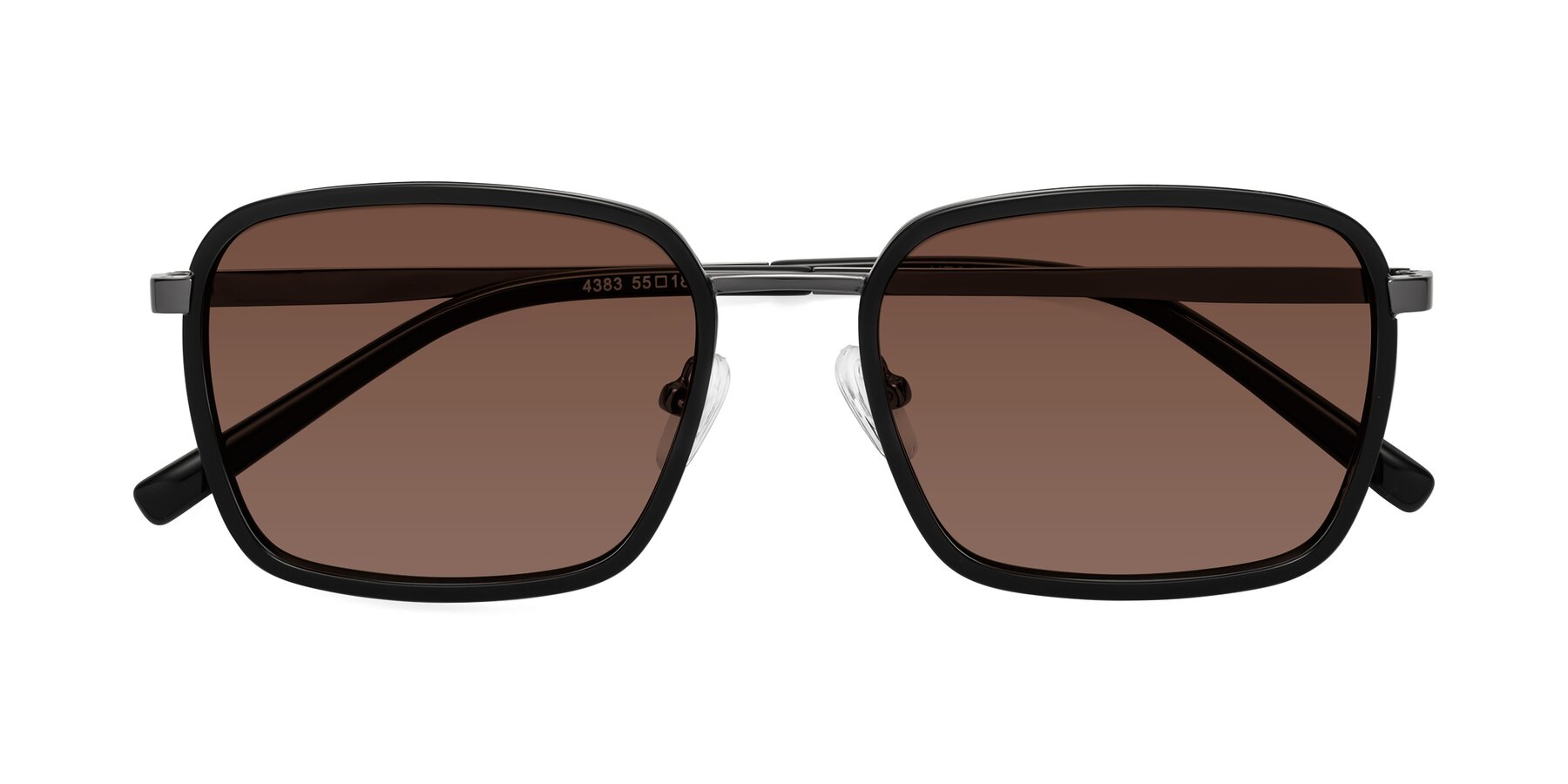 Folded Front of Sunflower in Black-Gunmetal with Brown Tinted Lenses