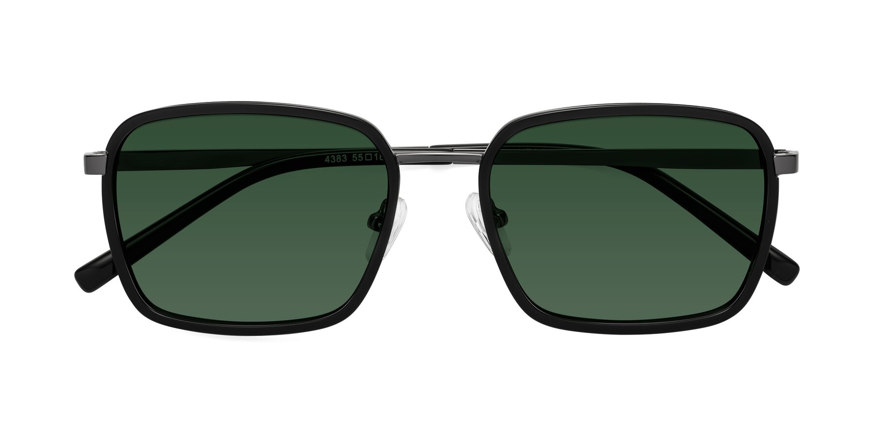 Folded Front of Sunflower in Black-Gunmetal with Green Tinted Lenses