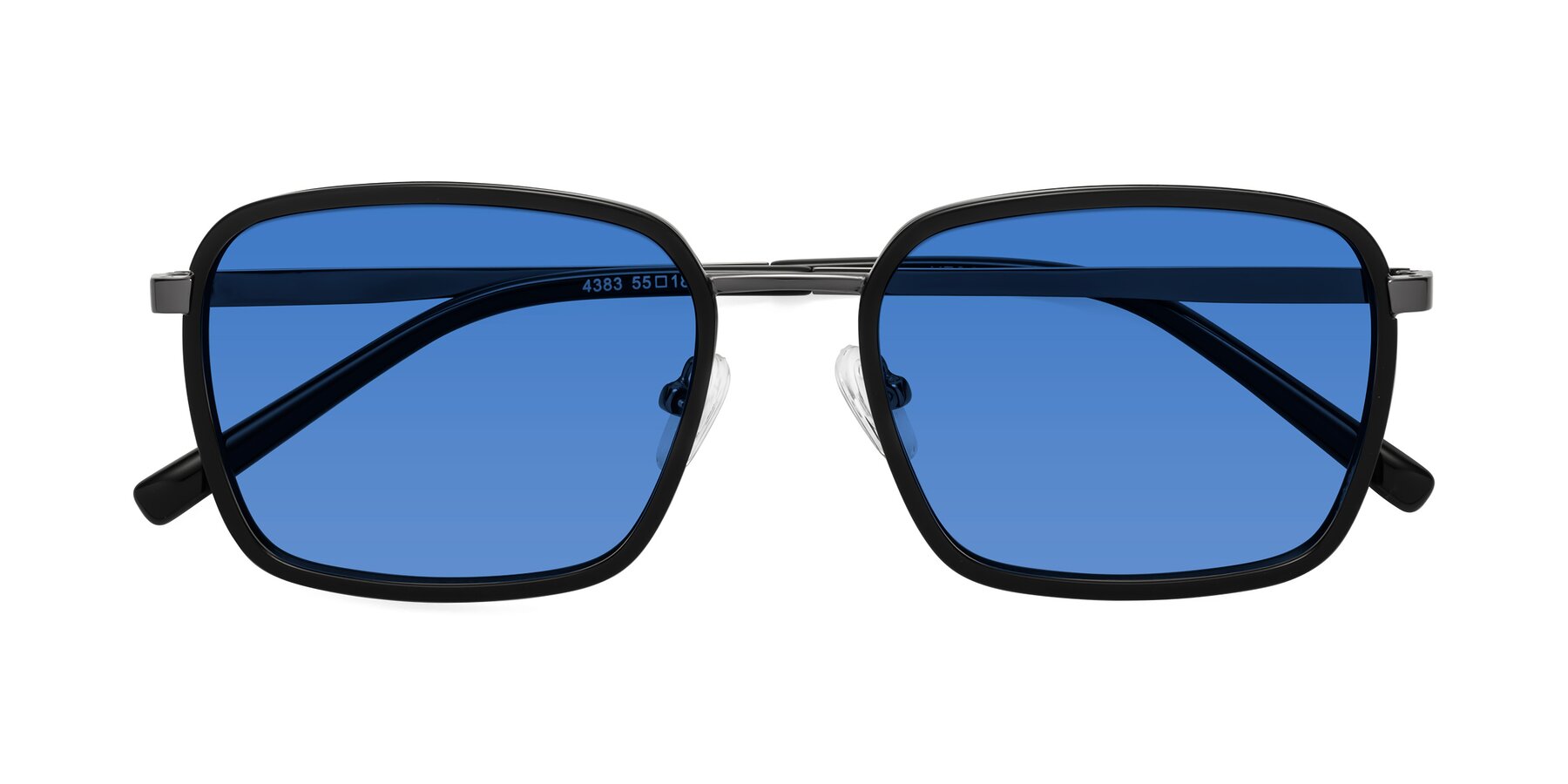 Folded Front of Sunflower in Black-Gunmetal with Blue Tinted Lenses