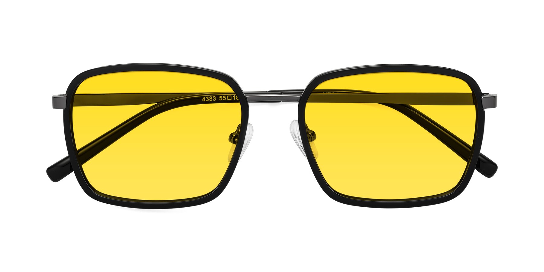 Folded Front of Sunflower in Black-Gunmetal with Yellow Tinted Lenses