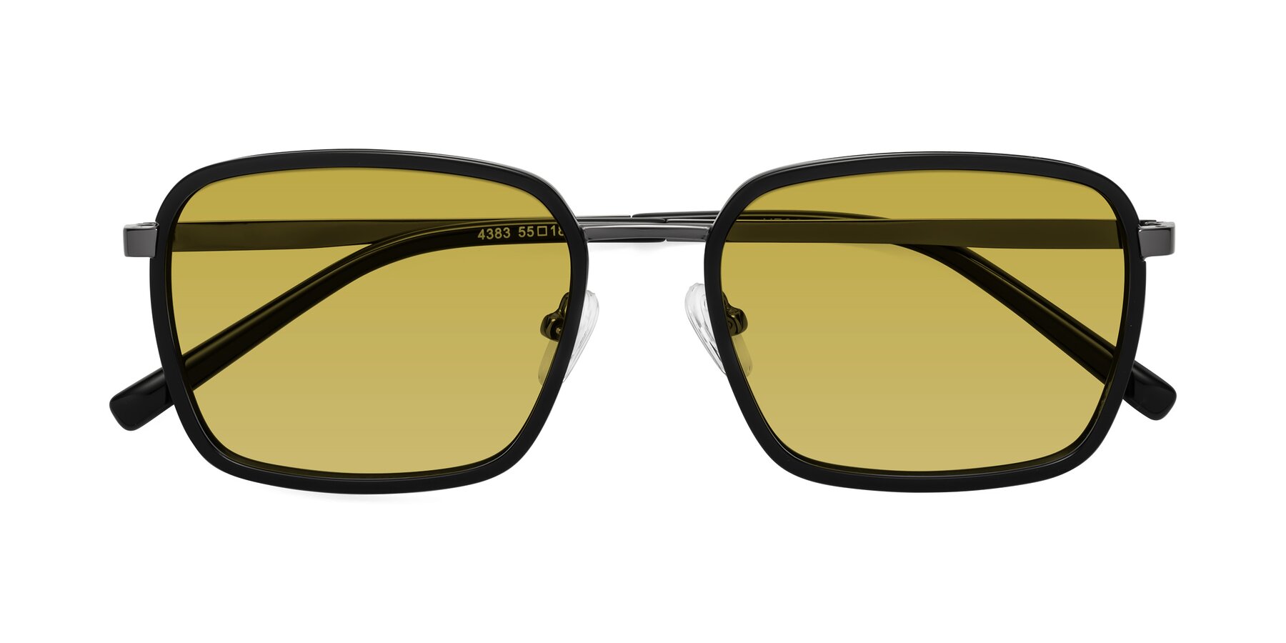 Folded Front of Sunflower in Black-Gunmetal with Champagne Tinted Lenses