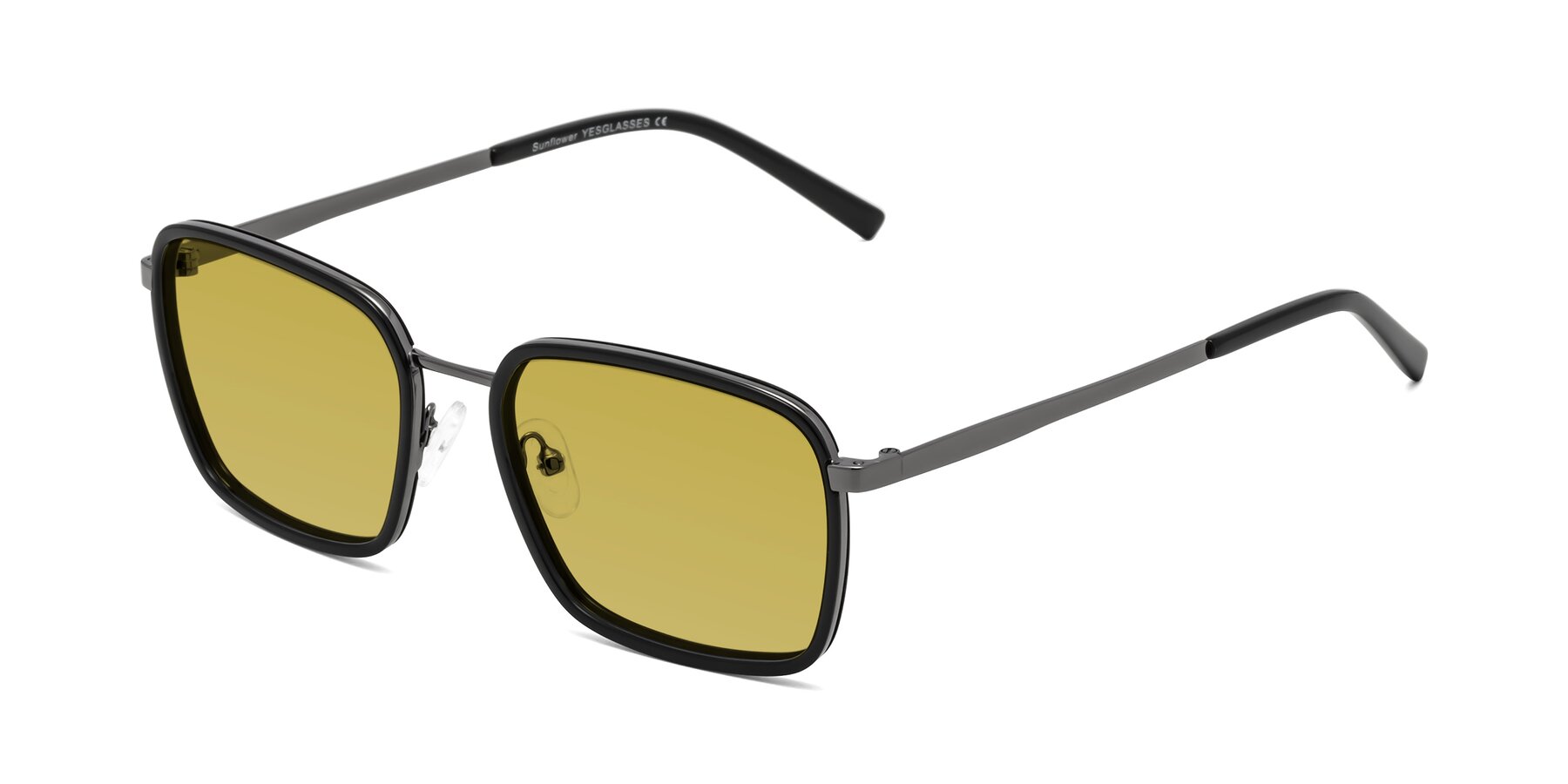 Angle of Sunflower in Black-Gunmetal with Champagne Tinted Lenses