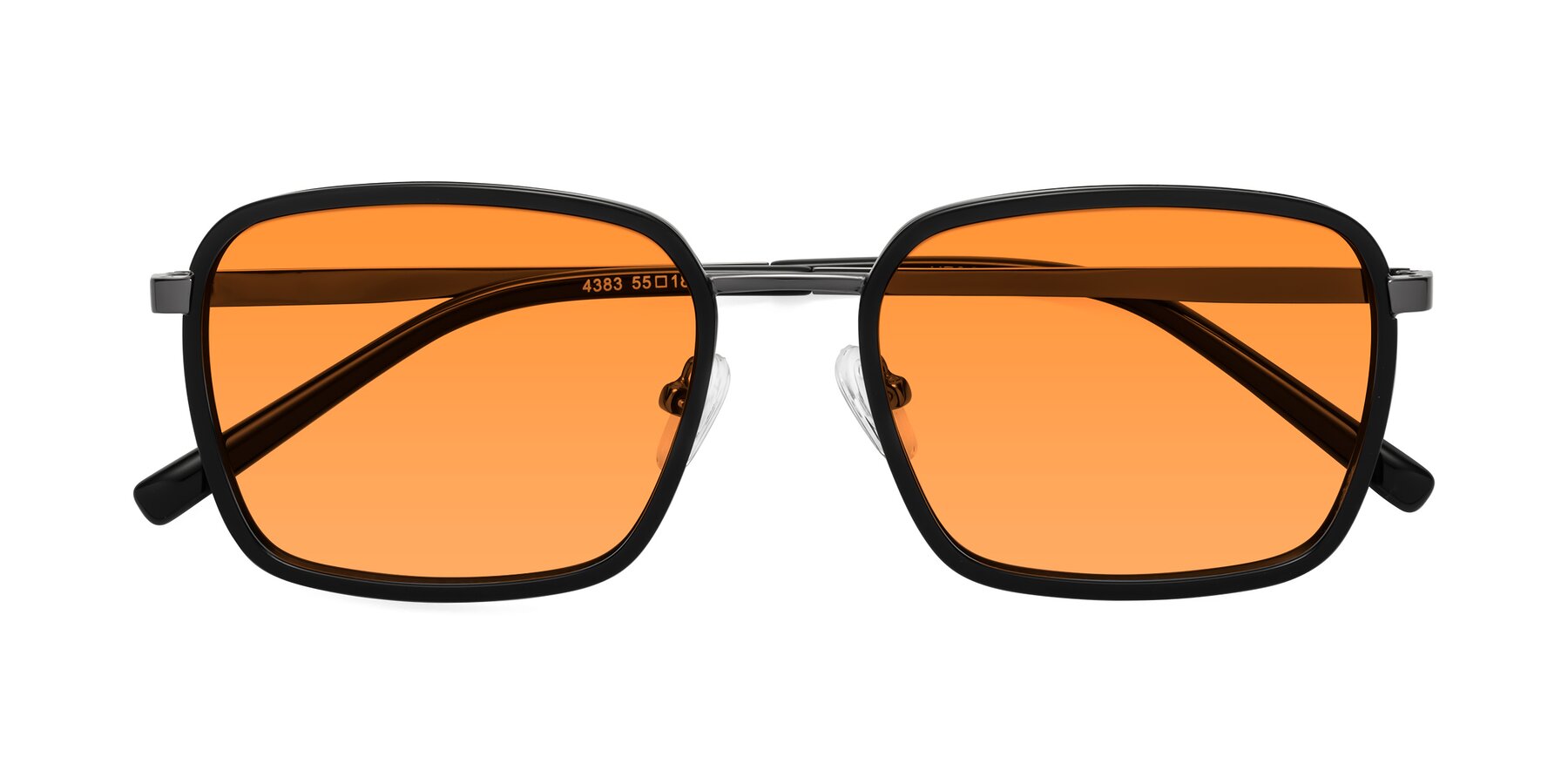 Folded Front of Sunflower in Black-Gunmetal with Orange Tinted Lenses