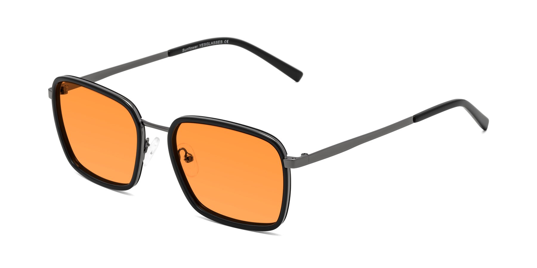 Angle of Sunflower in Black-Gunmetal with Orange Tinted Lenses