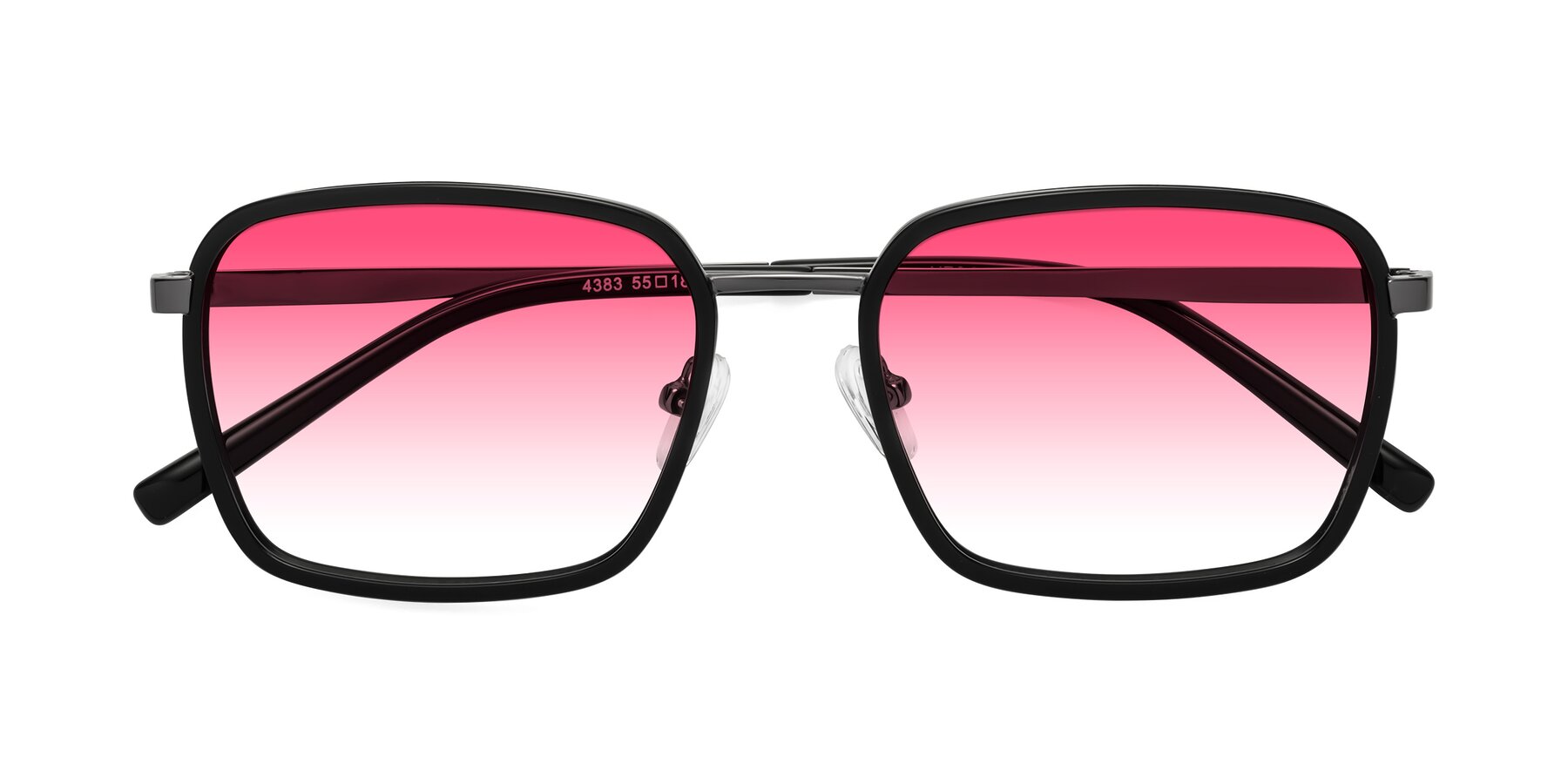 Folded Front of Sunflower in Black-Gunmetal with Pink Gradient Lenses