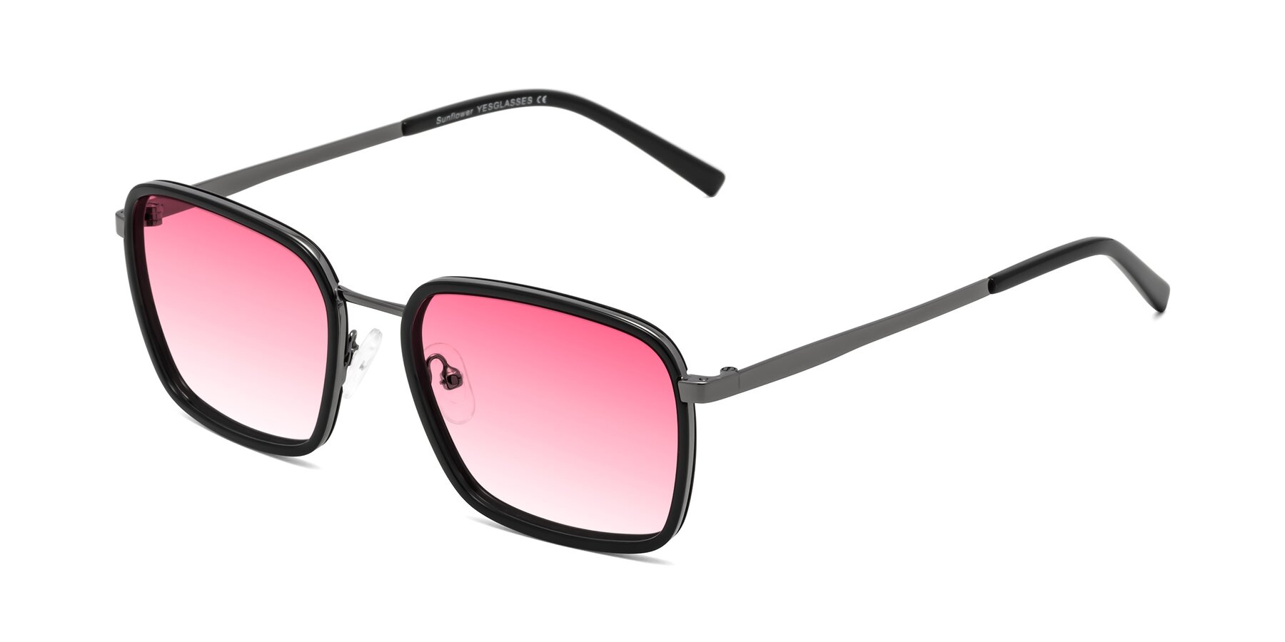 Angle of Sunflower in Black-Gunmetal with Pink Gradient Lenses