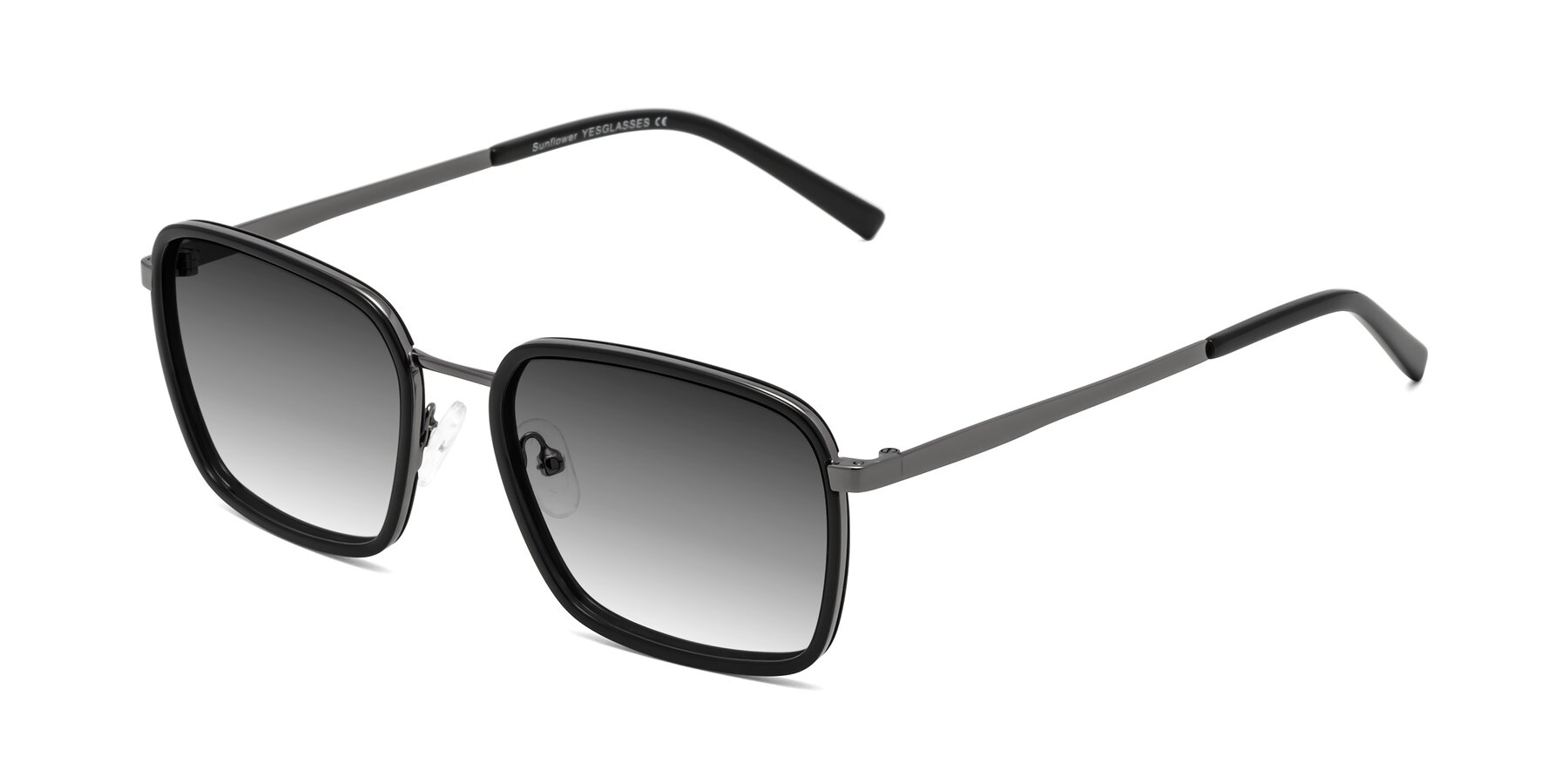Angle of Sunflower in Black-Gunmetal with Gray Gradient Lenses