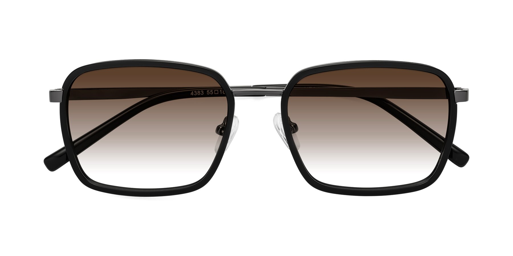Folded Front of Sunflower in Black-Gunmetal with Brown Gradient Lenses