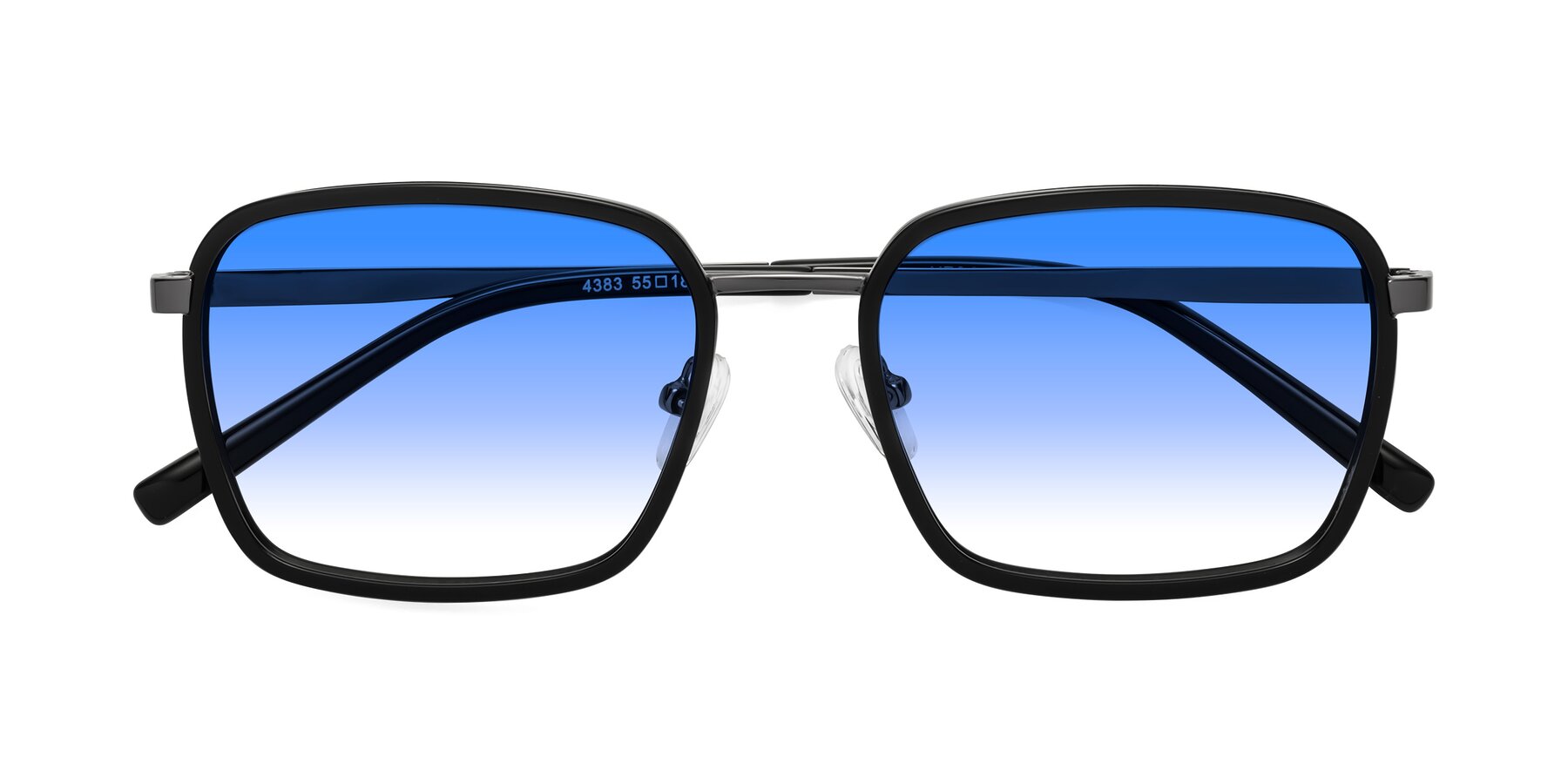 Folded Front of Sunflower in Black-Gunmetal with Blue Gradient Lenses