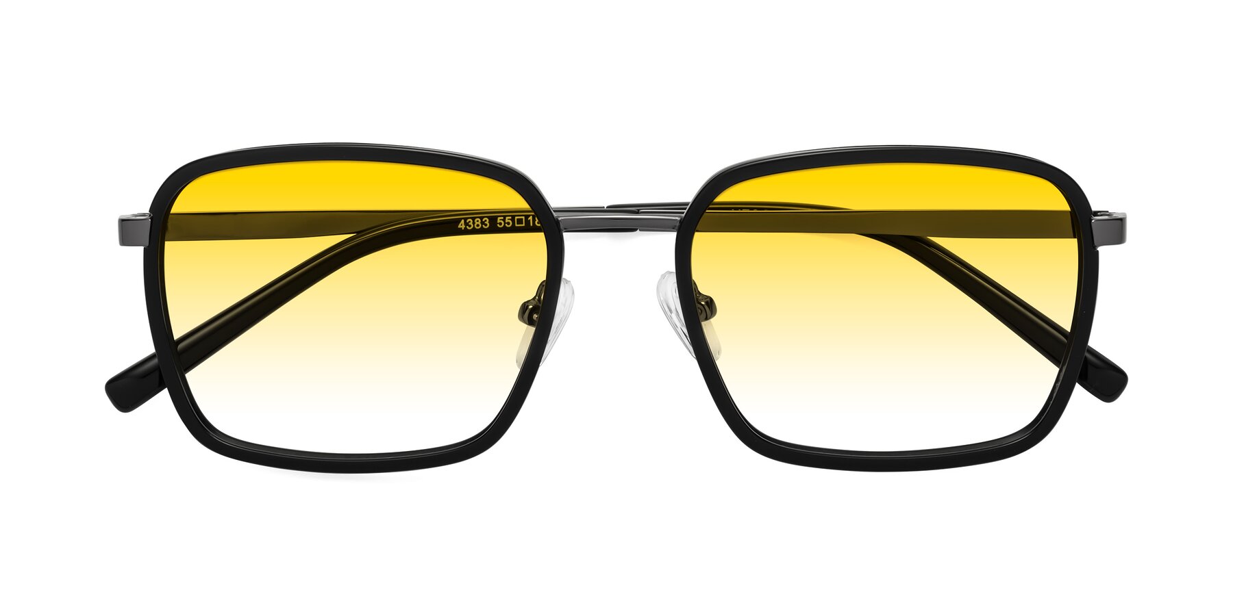 Folded Front of Sunflower in Black-Gunmetal with Yellow Gradient Lenses