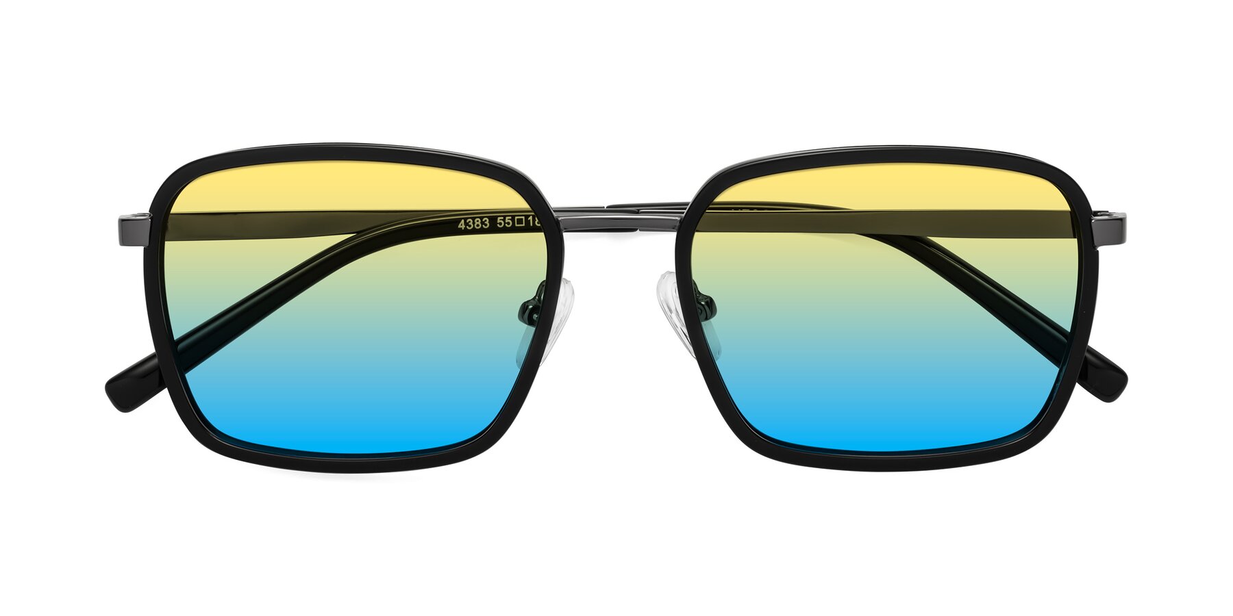 Folded Front of Sunflower in Black-Gunmetal with Yellow / Blue Gradient Lenses