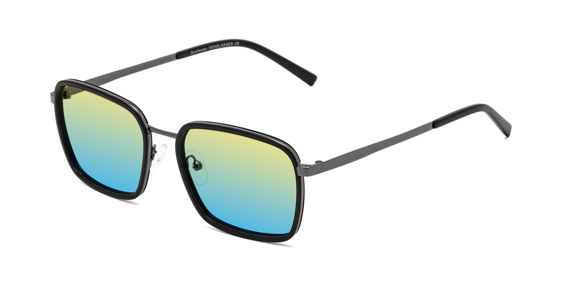 Angle of Sunflower in Black-Gunmetal with Yellow / Blue Gradient Lenses