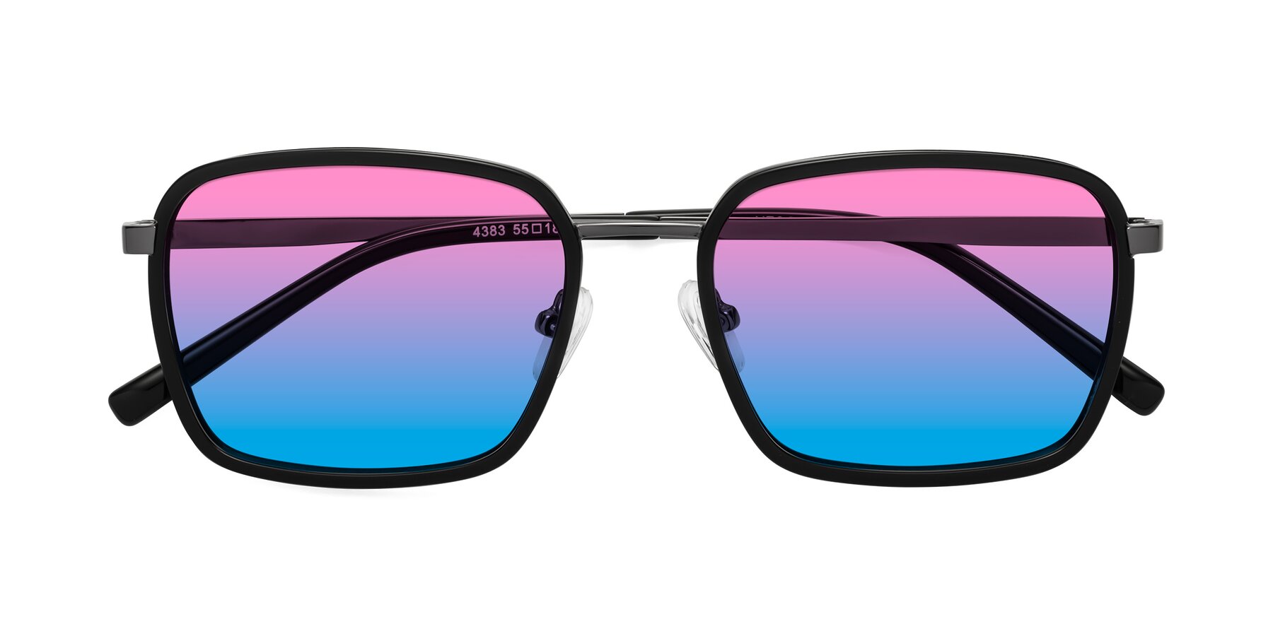 Folded Front of Sunflower in Black-Gunmetal with Pink / Blue Gradient Lenses