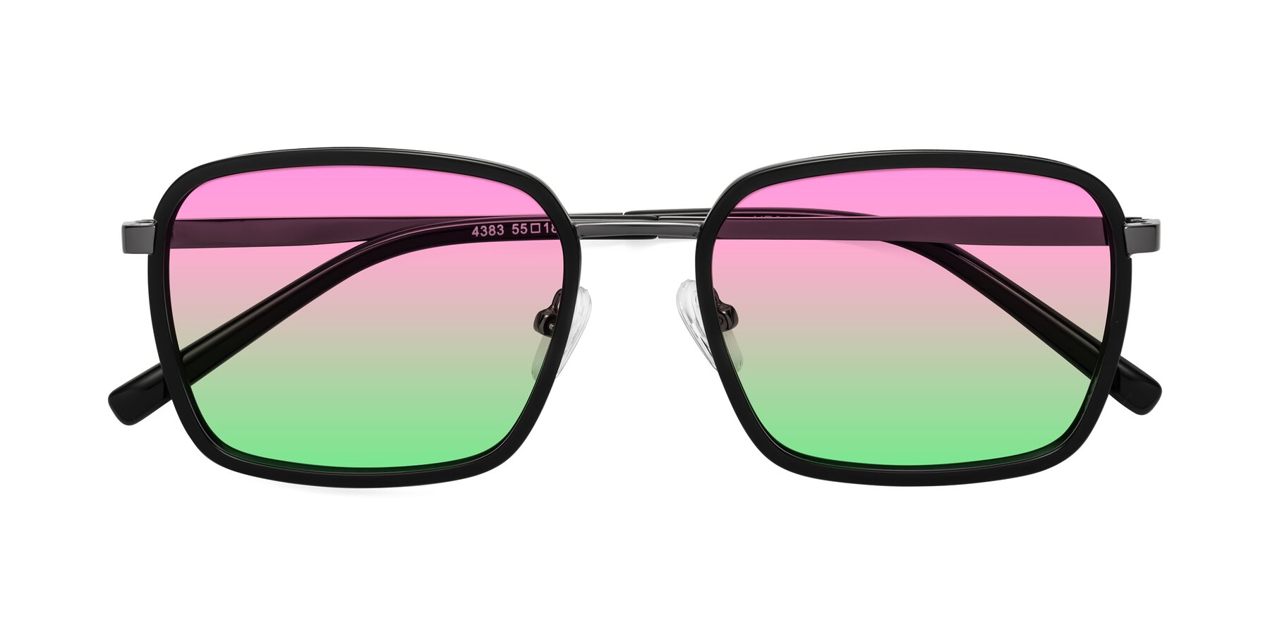 Folded Front of Sunflower in Black-Gunmetal with Pink / Green Gradient Lenses