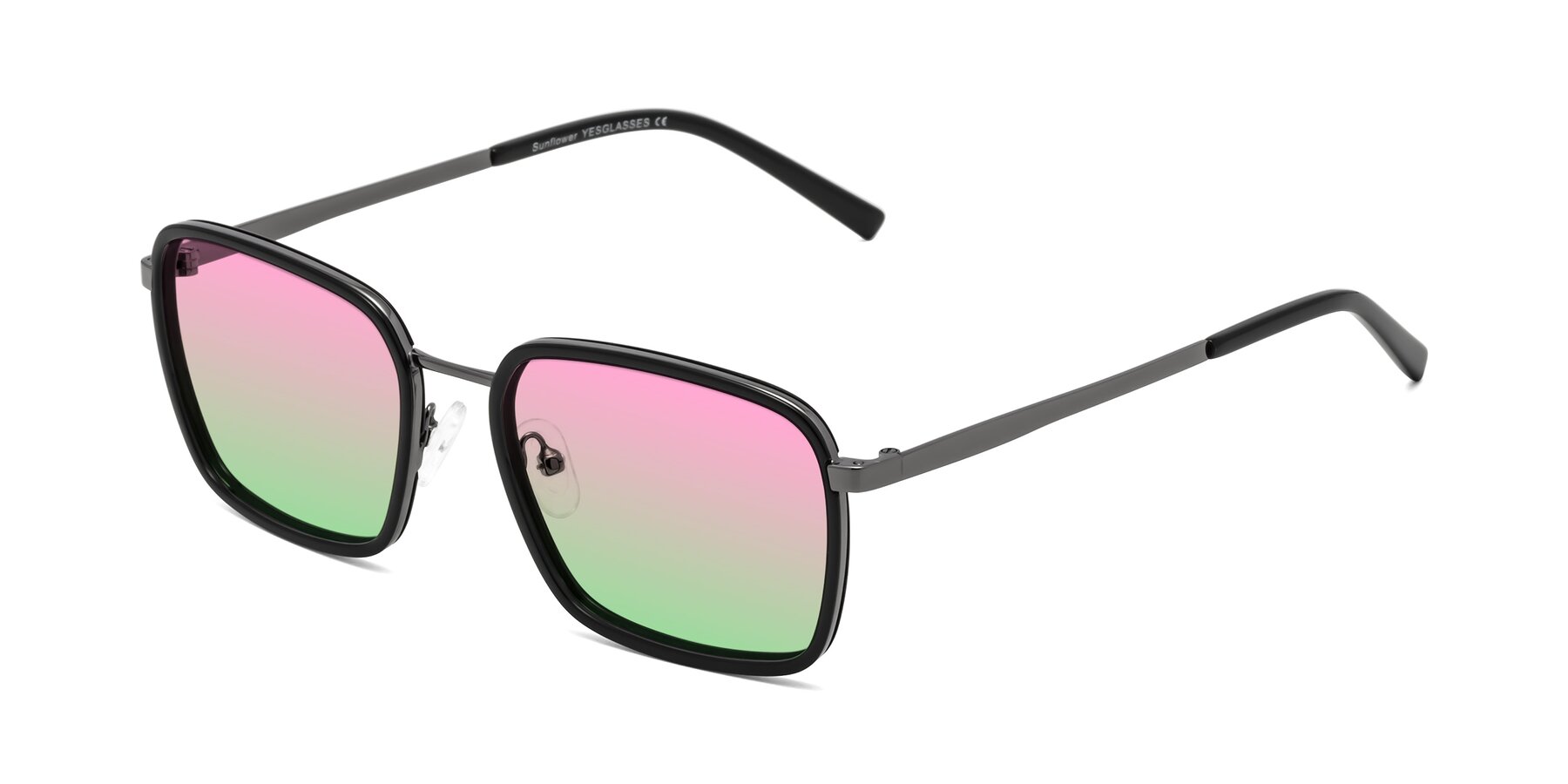 Angle of Sunflower in Black-Gunmetal with Pink / Green Gradient Lenses