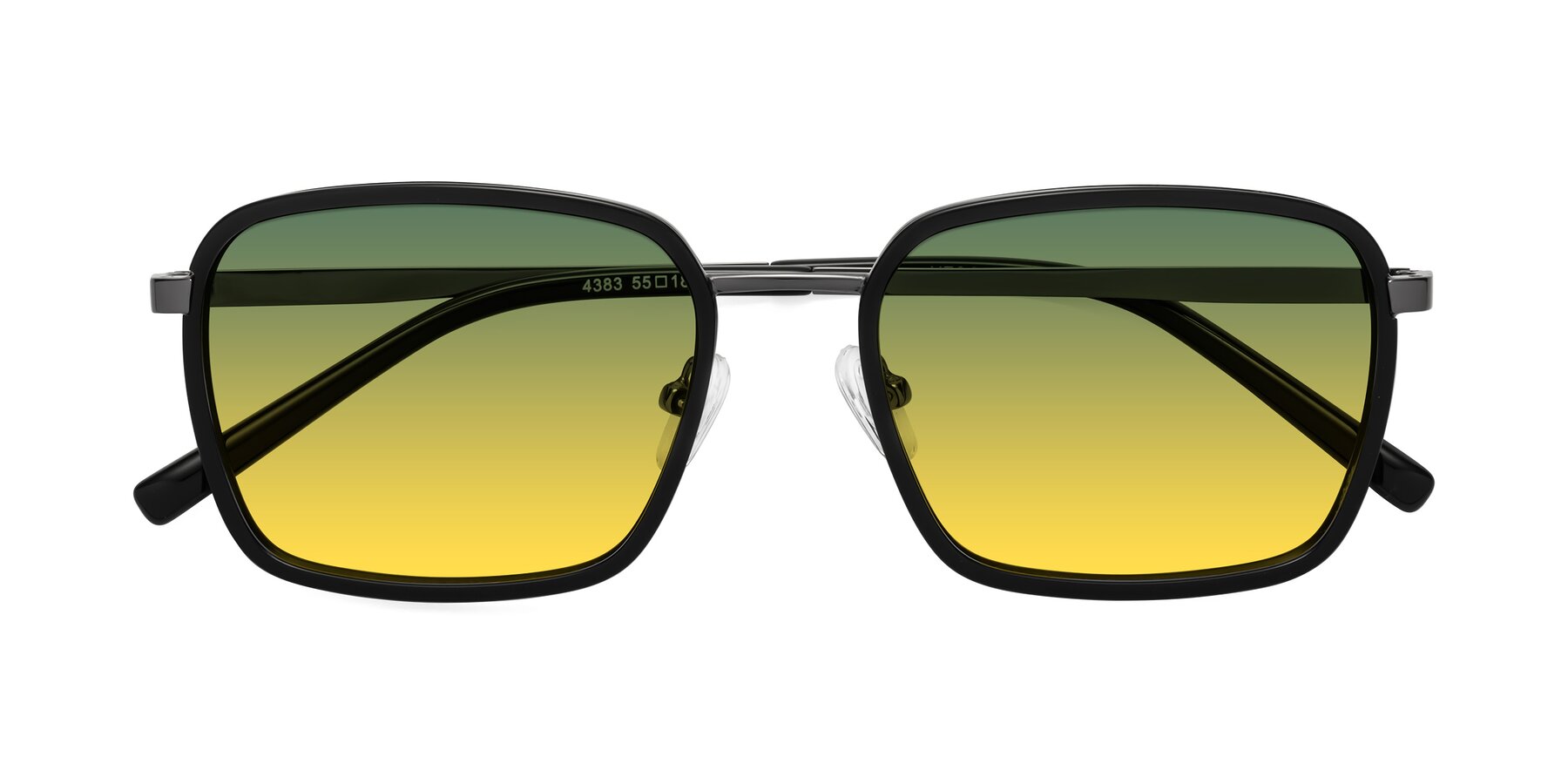 Folded Front of Sunflower in Black-Gunmetal with Green / Yellow Gradient Lenses