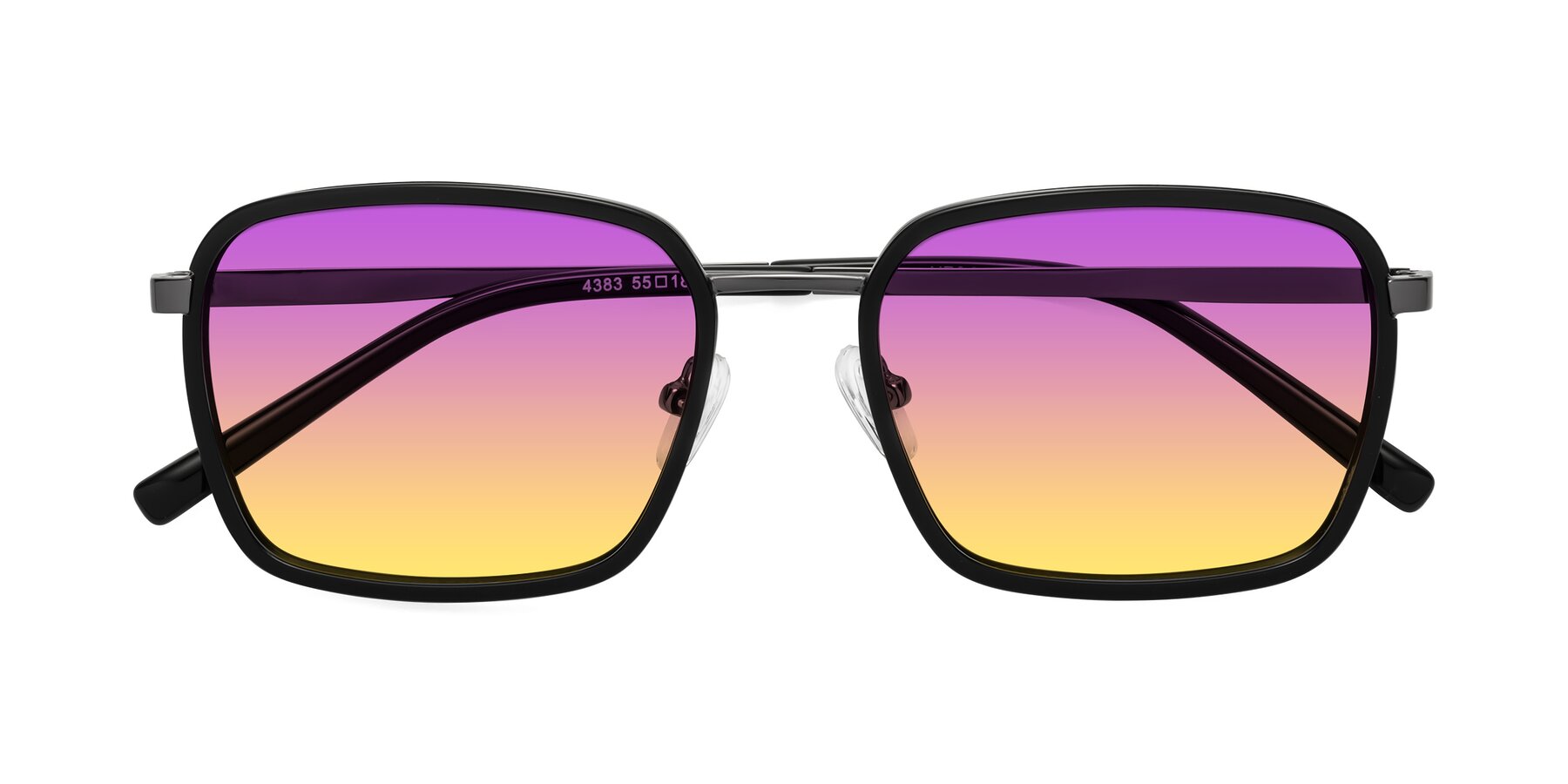 Folded Front of Sunflower in Black-Gunmetal with Purple / Yellow Gradient Lenses