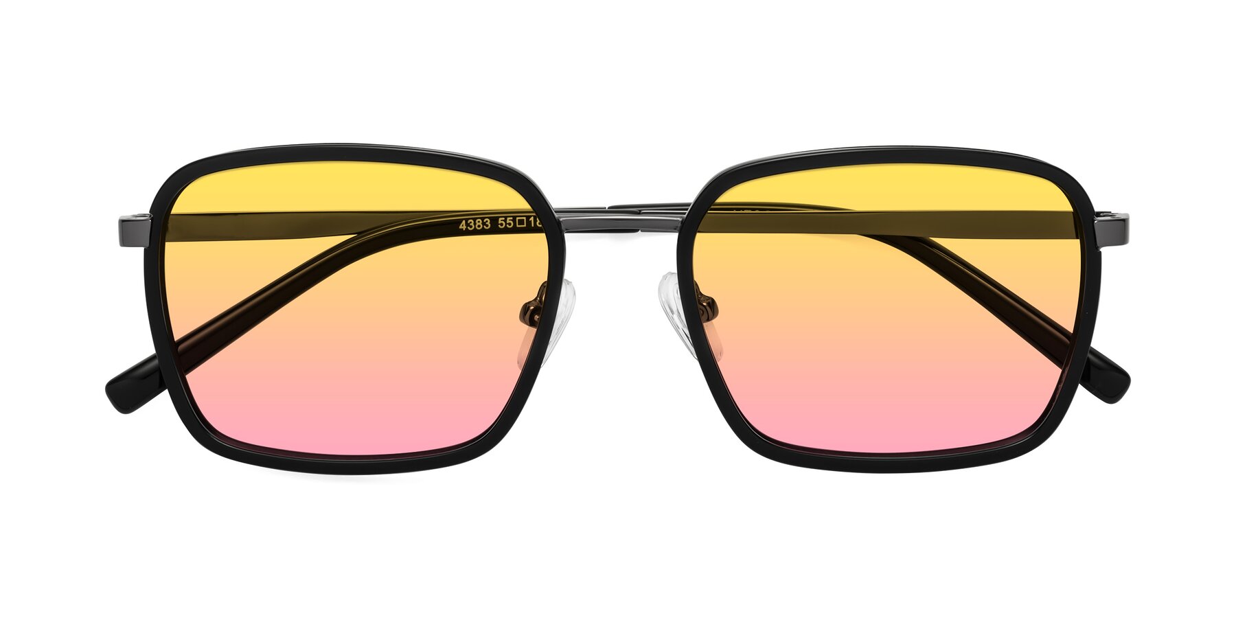 Folded Front of Sunflower in Black-Gunmetal with Yellow / Pink Gradient Lenses