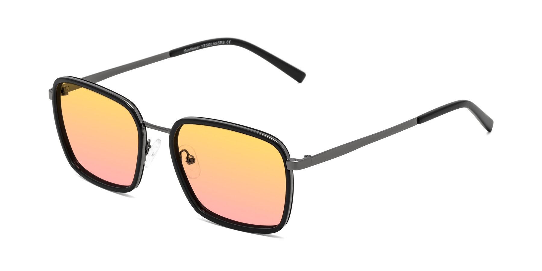 Angle of Sunflower in Black-Gunmetal with Yellow / Pink Gradient Lenses