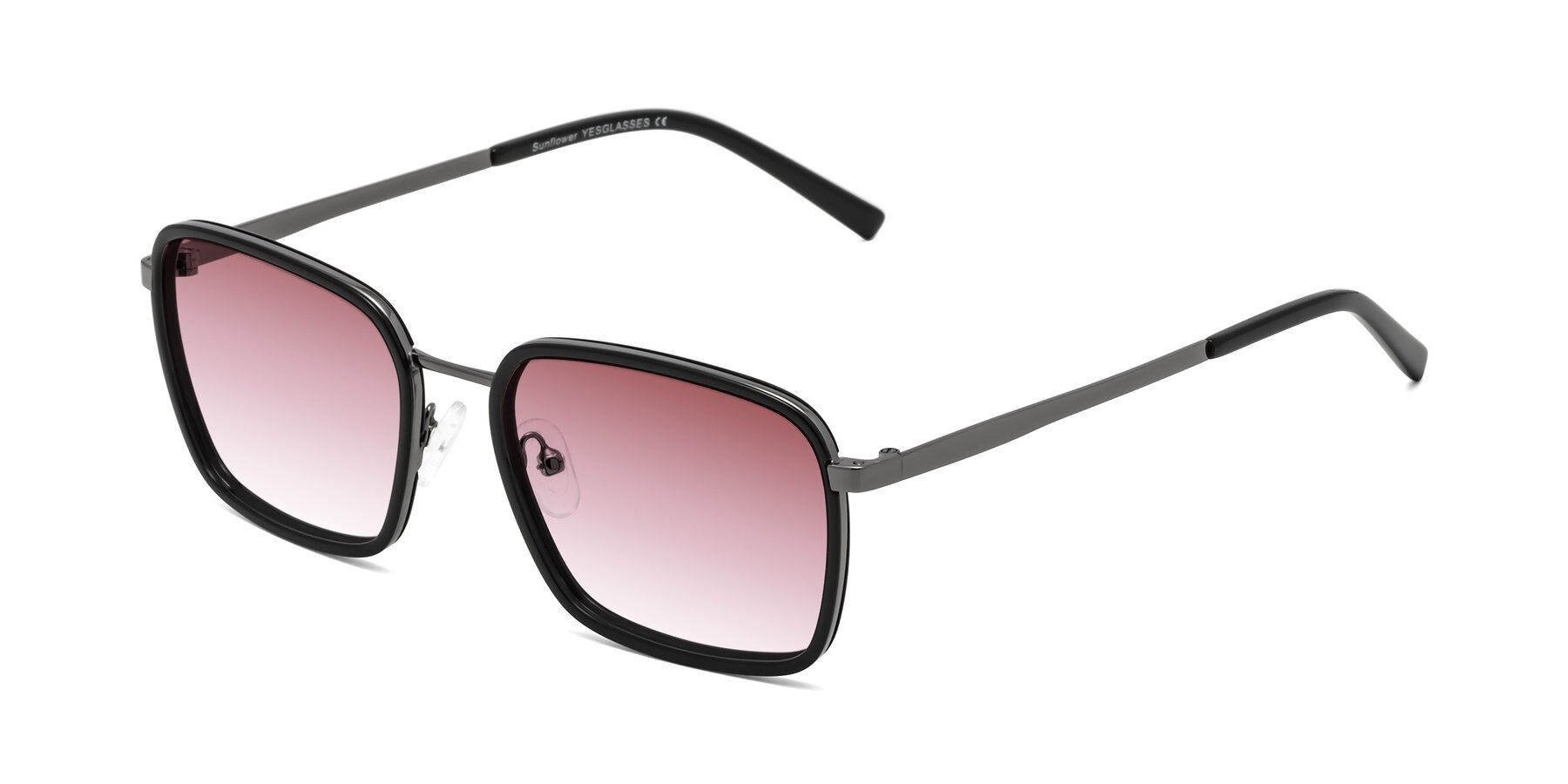 Angle of Sunflower in Black-Gunmetal with Garnet Gradient Lenses